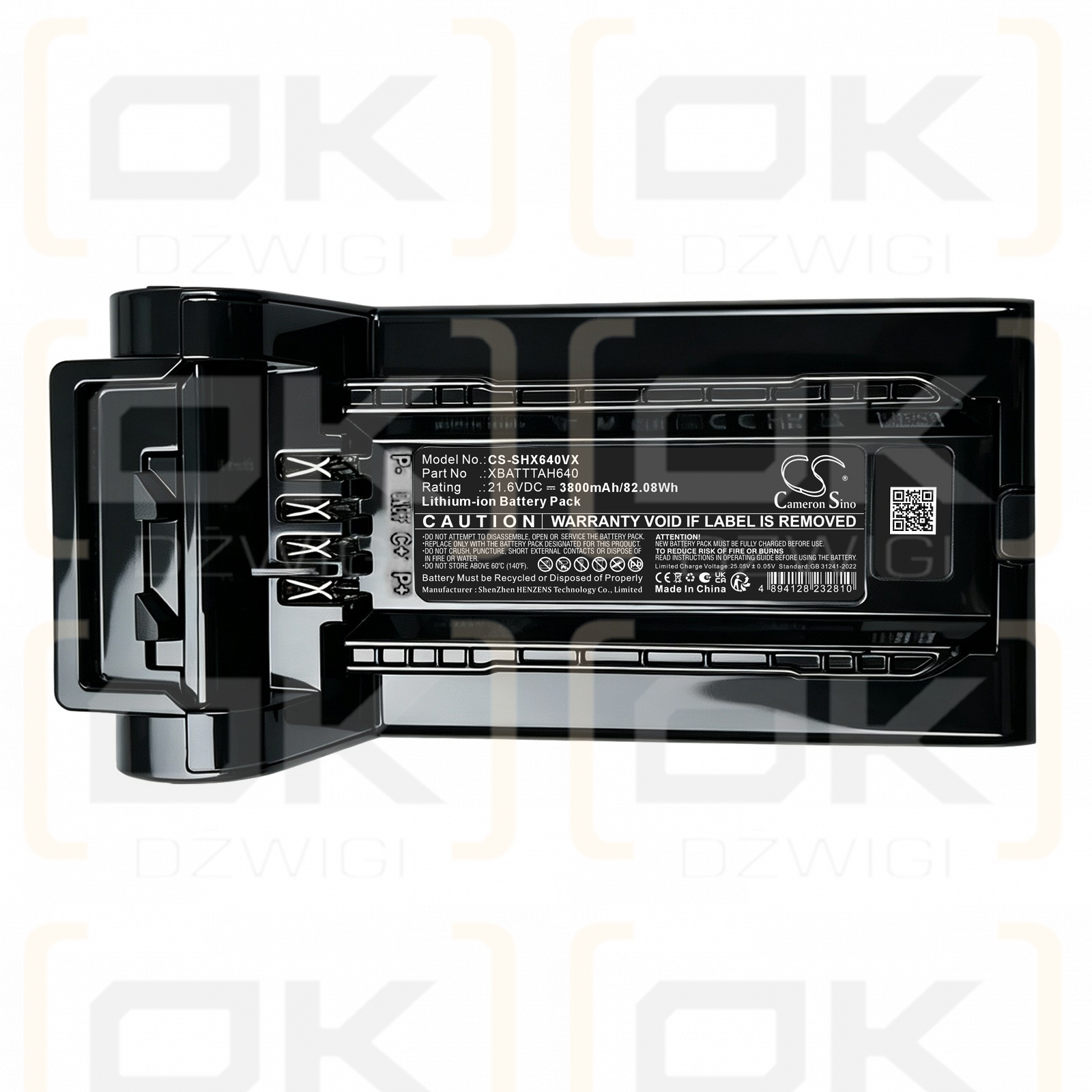 Batería de repuesto para Shark / XBATTTAH640 3800 mAh Li-ion 21.6 V (Cameron Sino)