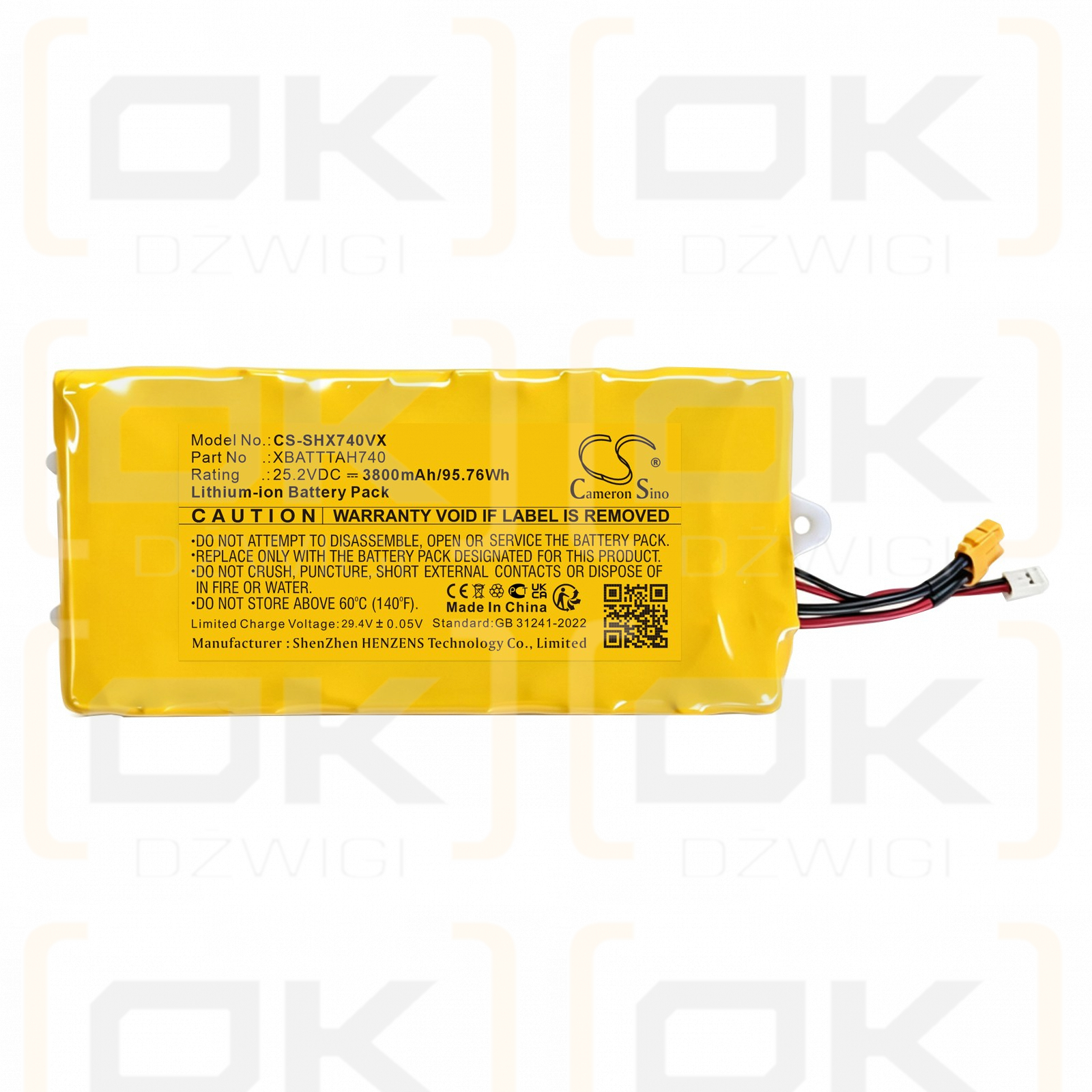 Batería de repuesto para Shark / XBATTTAH740 3800mAh Li-ion 25.2V (Cameron Sino)