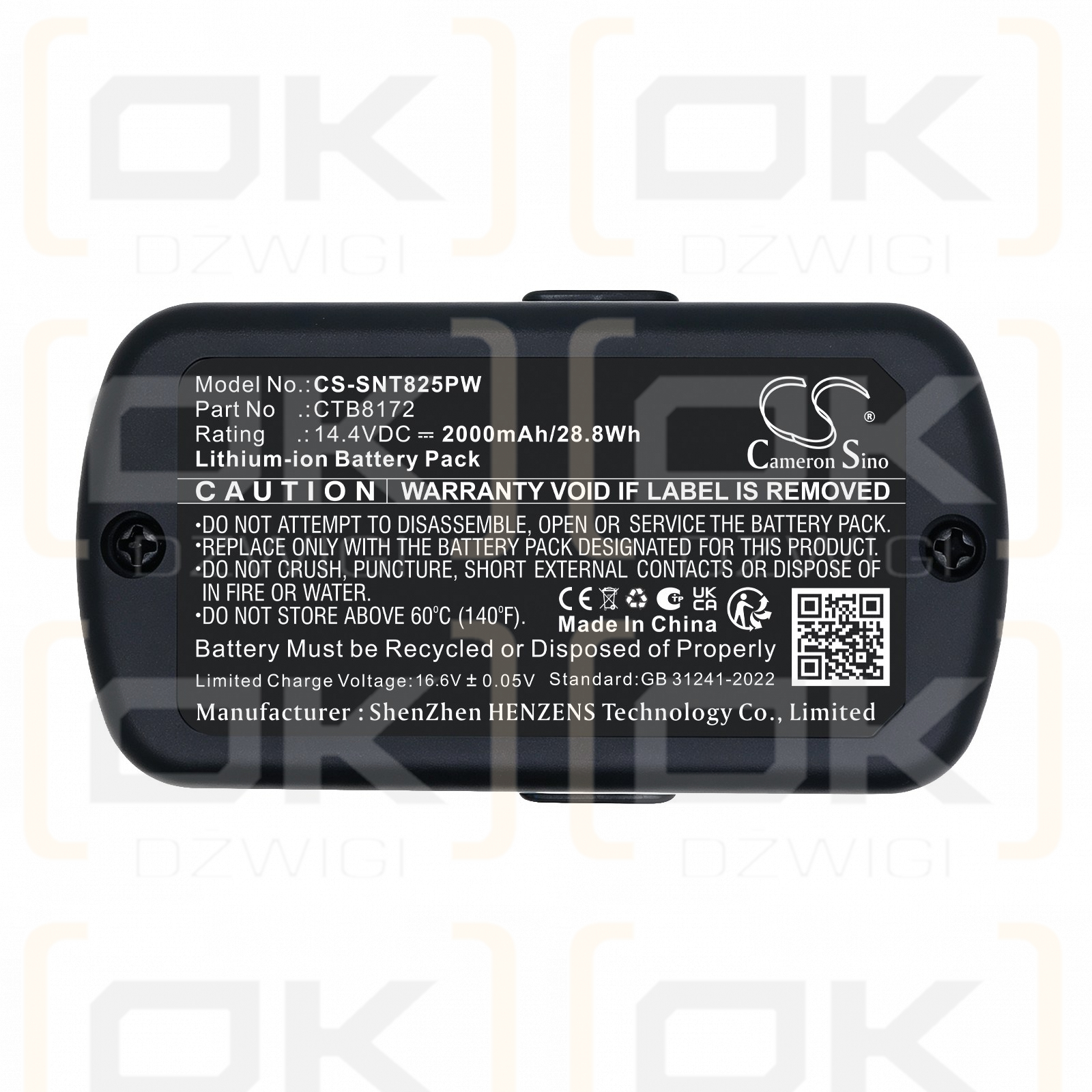 Bateria zamienna do Snap-On  CTR761 / CTB8172 2000 mAh Li-ion 14.4 V (Cameron Sino)