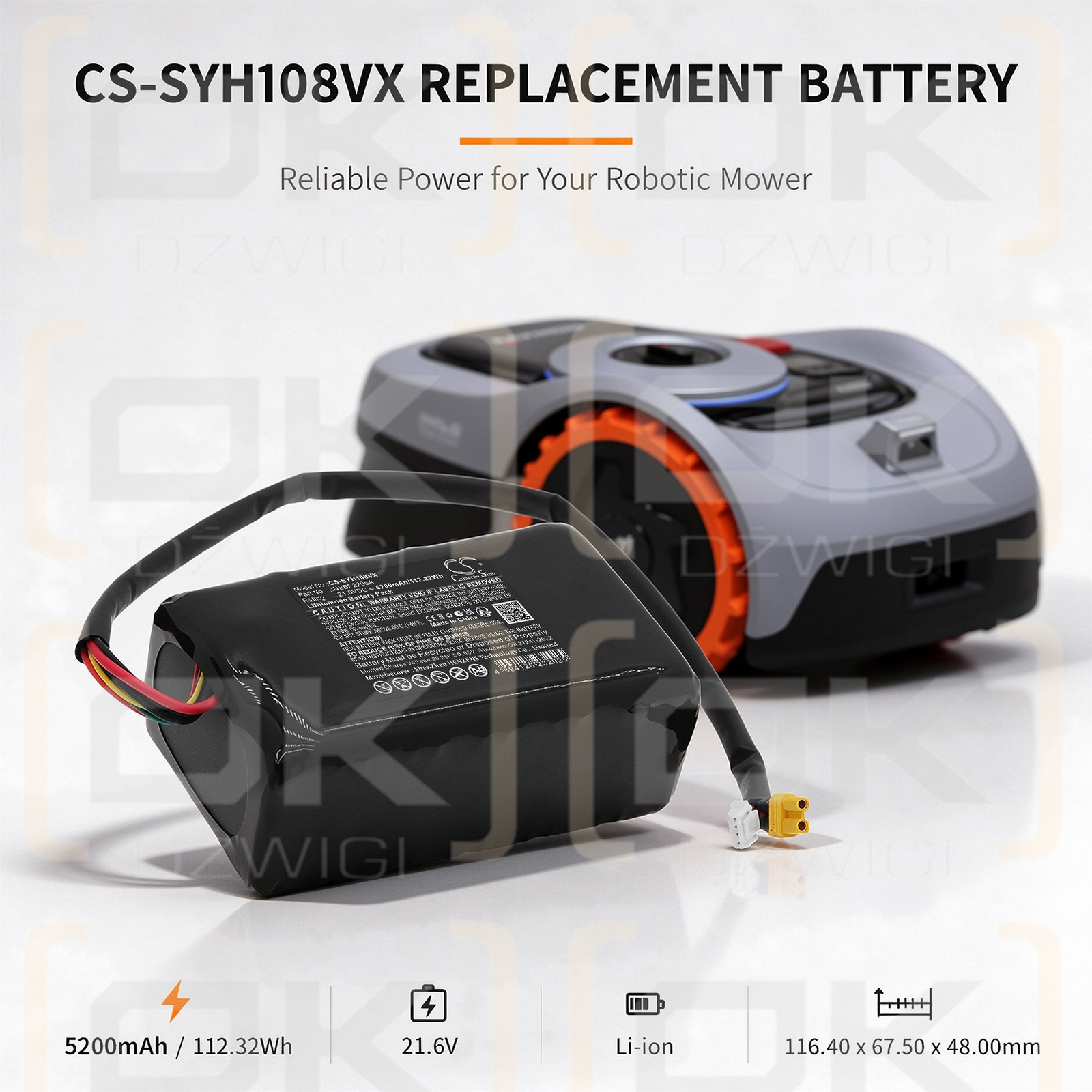 Ersatzakku für Segway Navimow I210 AWD / NBBF2205A 5200 mAh Li-Ion 21,6 V (Cameron Sino)