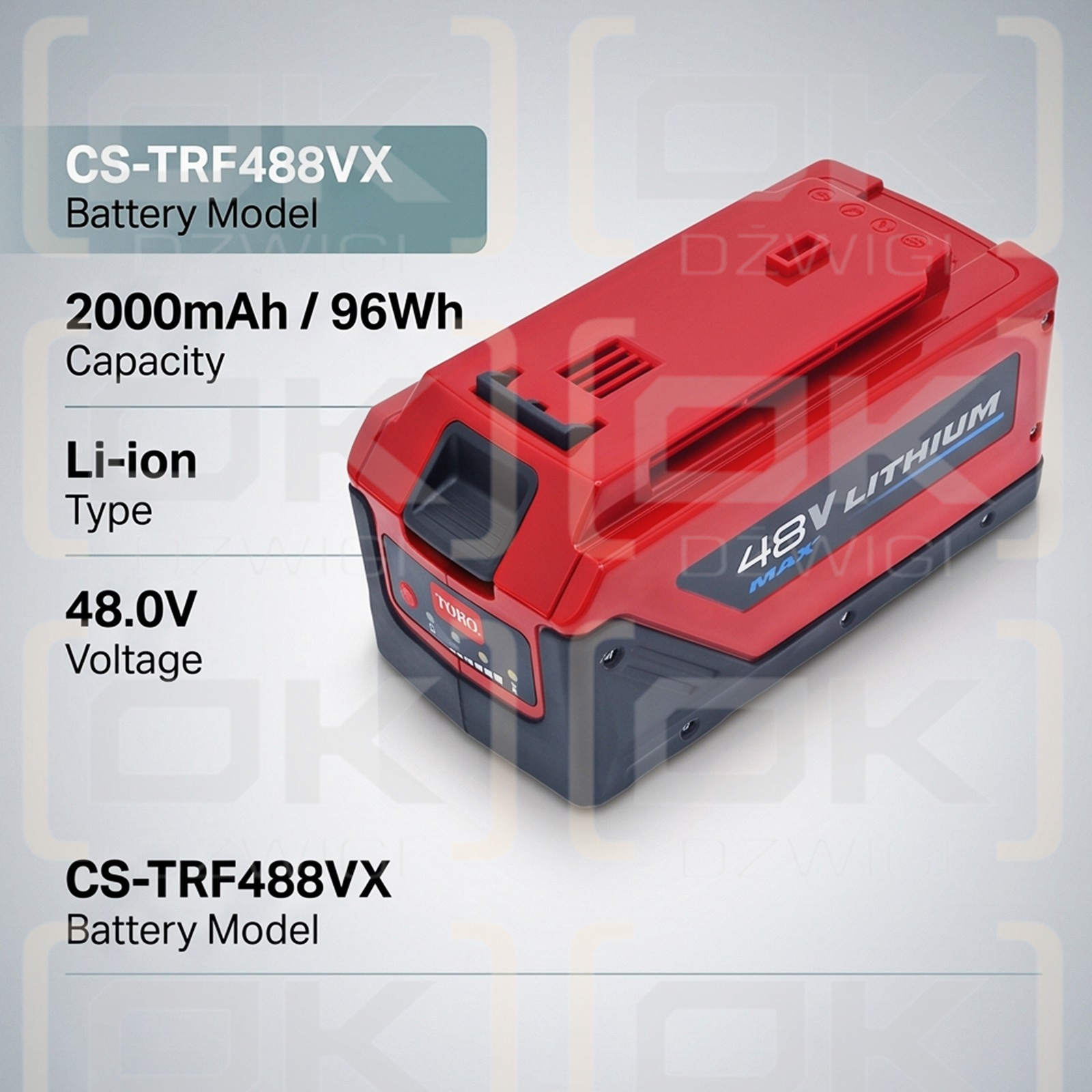 Replacement Battery for TORO Brush Cutter 51488 / 88508 2000 mAh Li-ion 48 V (Cameron Sino)