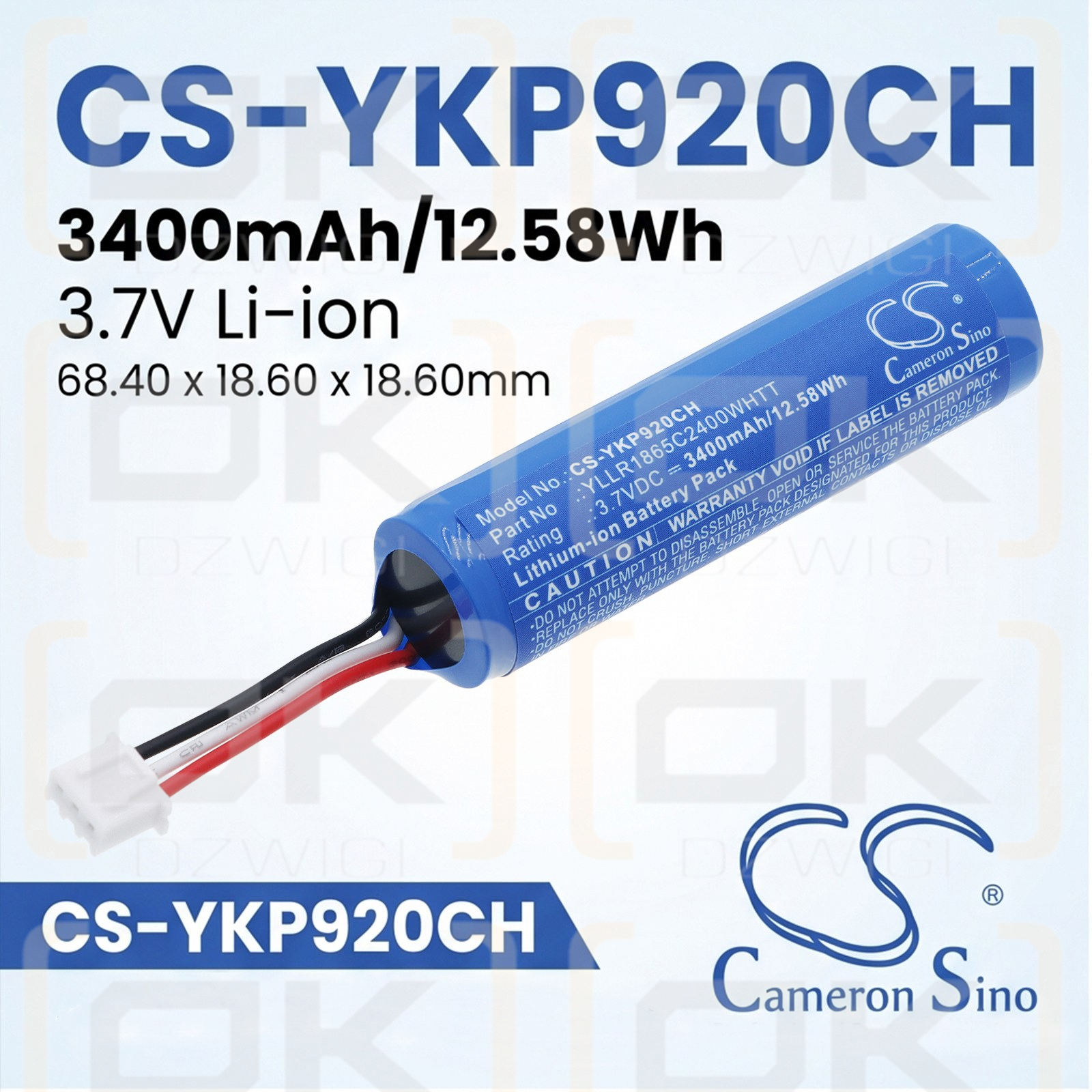 Ersatzakku für Yealink SP92USBC/A / YLLR1865C2400WHTT 3400 mAh Li-Ion 3,7 V (Cameron Sino)