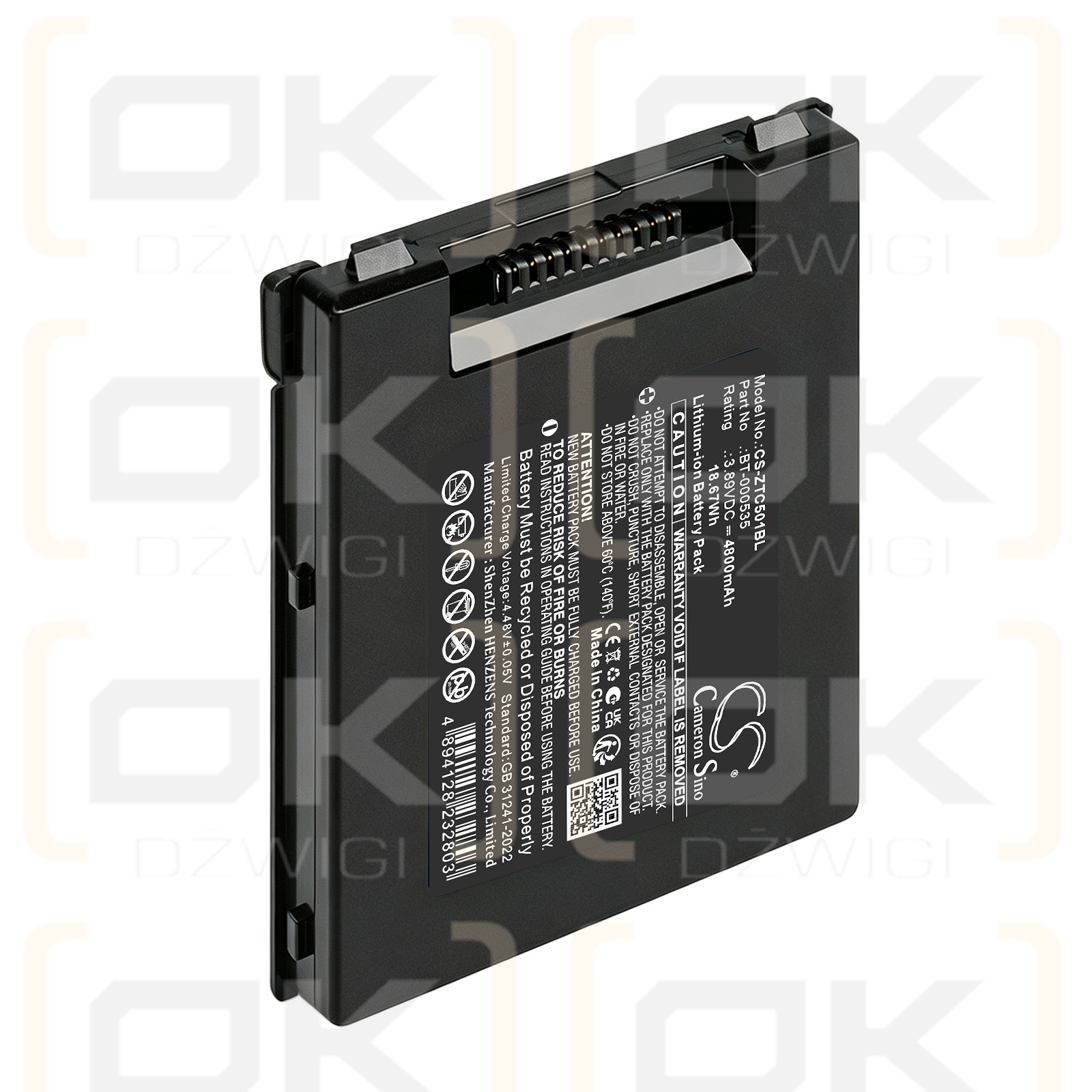 Batería de repuesto para Zebra TC701G / BT-000535, 4800 mAh, iones de litio, 3,89 V (Cameron Sino)