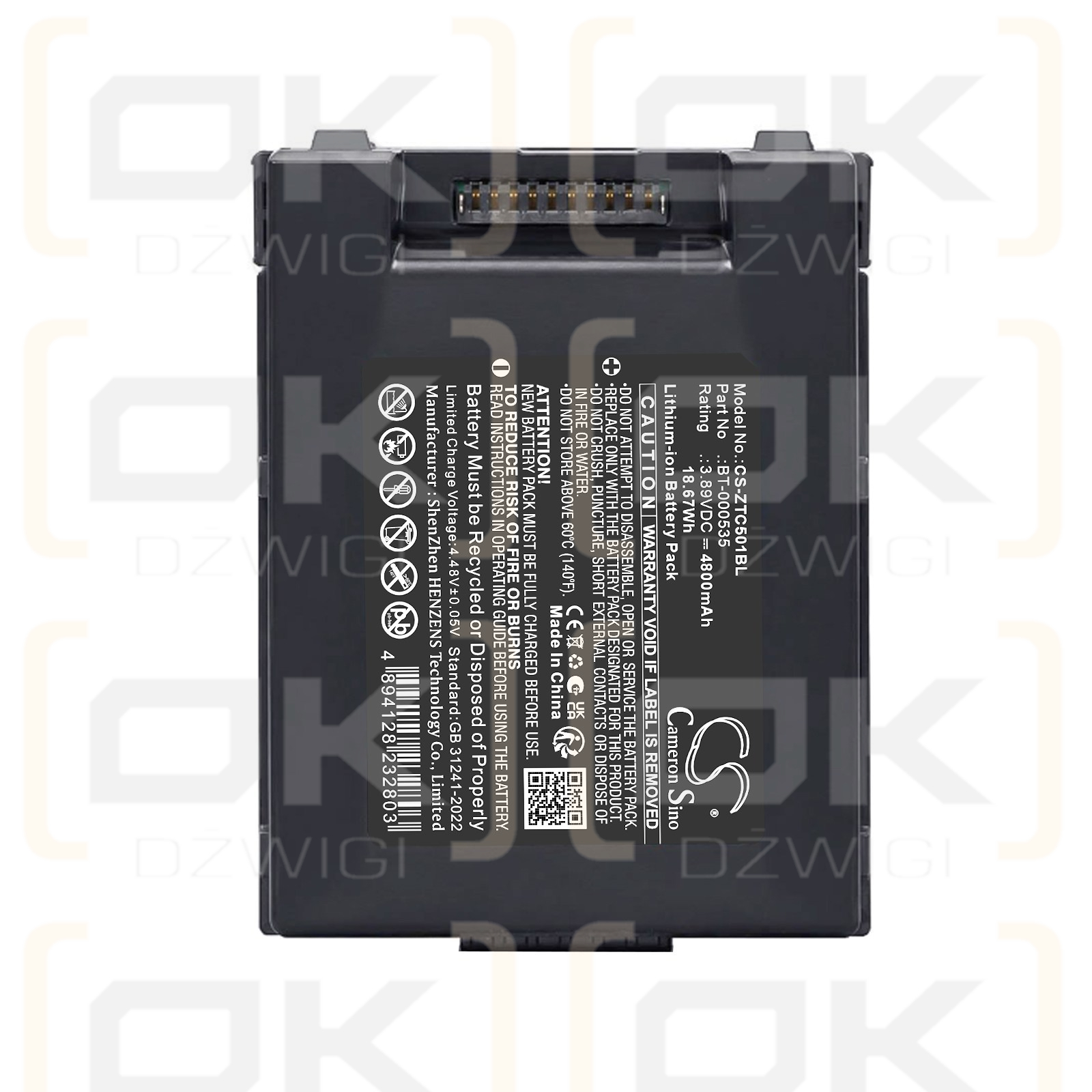 Batería de repuesto para Zebra TC701G / BT-000535, 4800 mAh, iones de litio, 3,89 V (Cameron Sino)