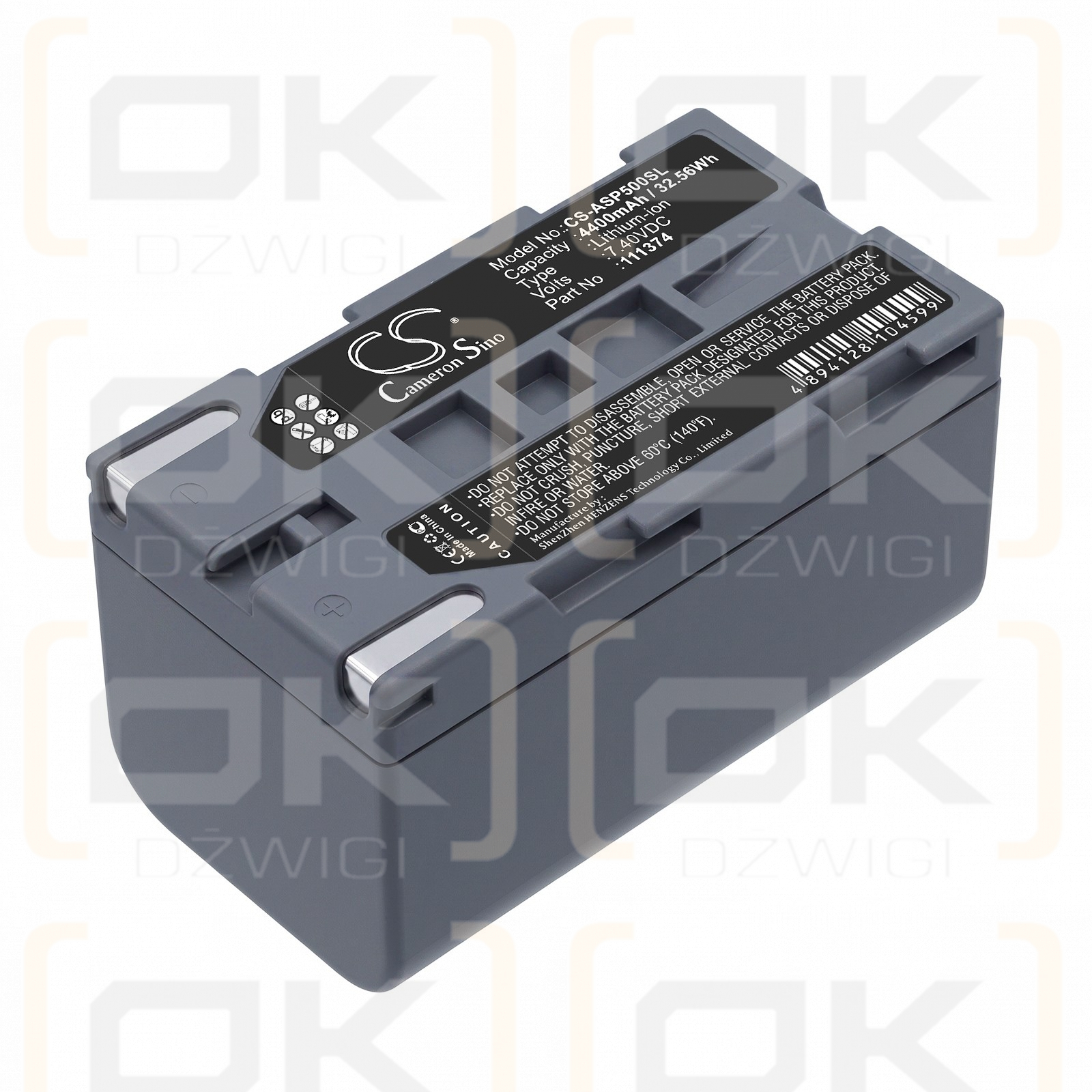 Batería de repuesto para Tosfy TC2230S / HYLB-941, 4400 mAh, iones de litio, 7,4 V (Cameron Sino)