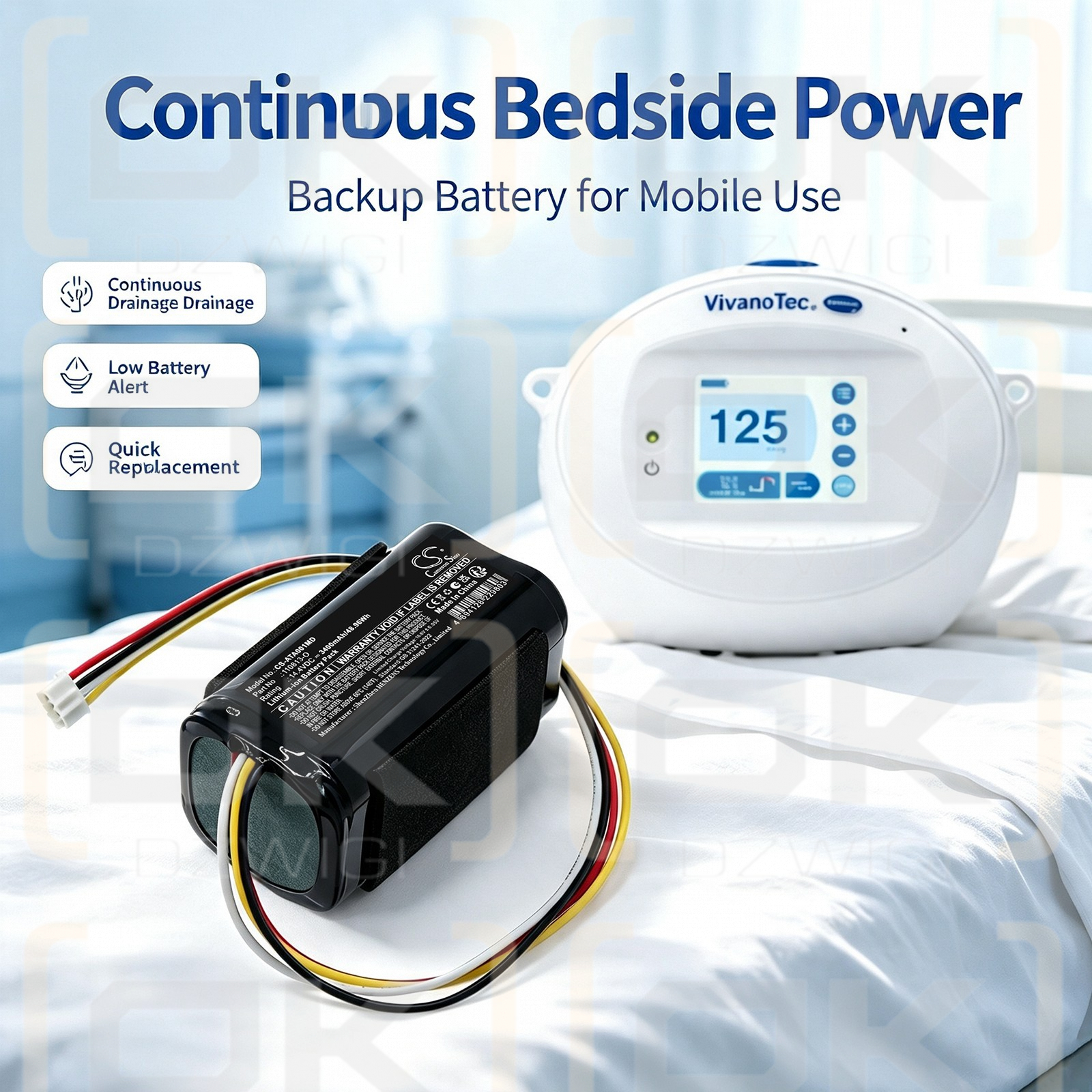 Batería de repuesto para aspirador Atmos Vivanotec / 316.0100 3400 mAh Li-ion 14.4 V (Cameron Sino)