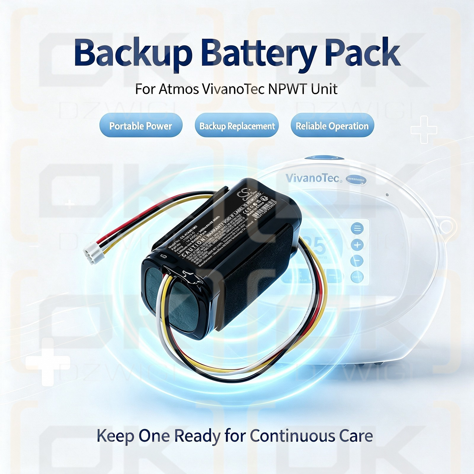 Batería de repuesto para aspirador Atmos Vivanotec / 316.0100 3400 mAh Li-ion 14.4 V (Cameron Sino)