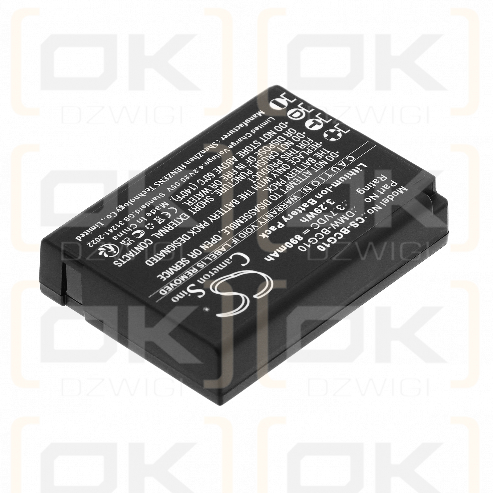 Ersatzakku für Panasonic Lumix DMC-ZX3K / DMW-BCG10 890 mAh Li-Ion 3,7 V (Cameron Sino)