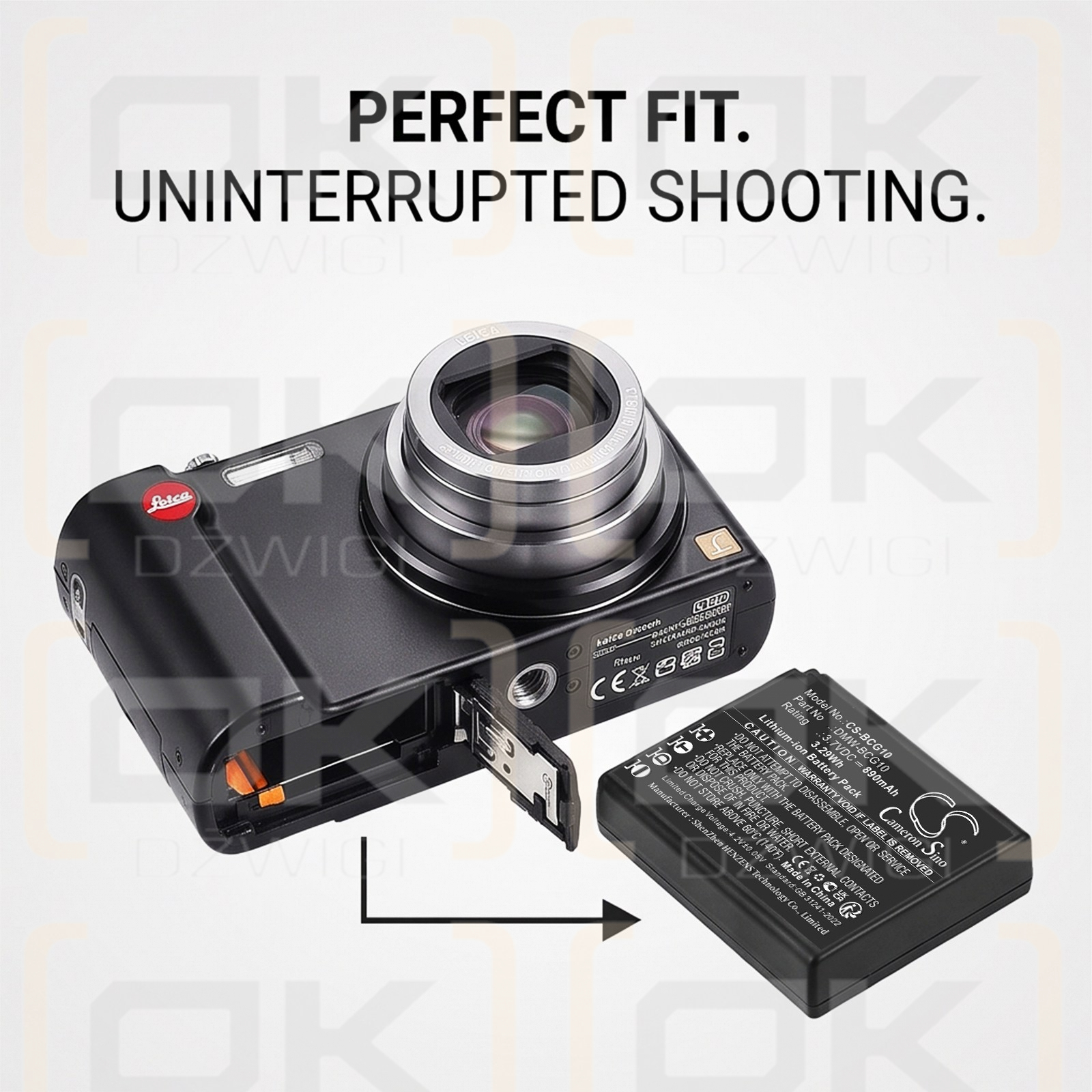 Ersatzakku für Panasonic Lumix DMC-ZX3K / DMW-BCG10 890 mAh Li-Ion 3,7 V (Cameron Sino)