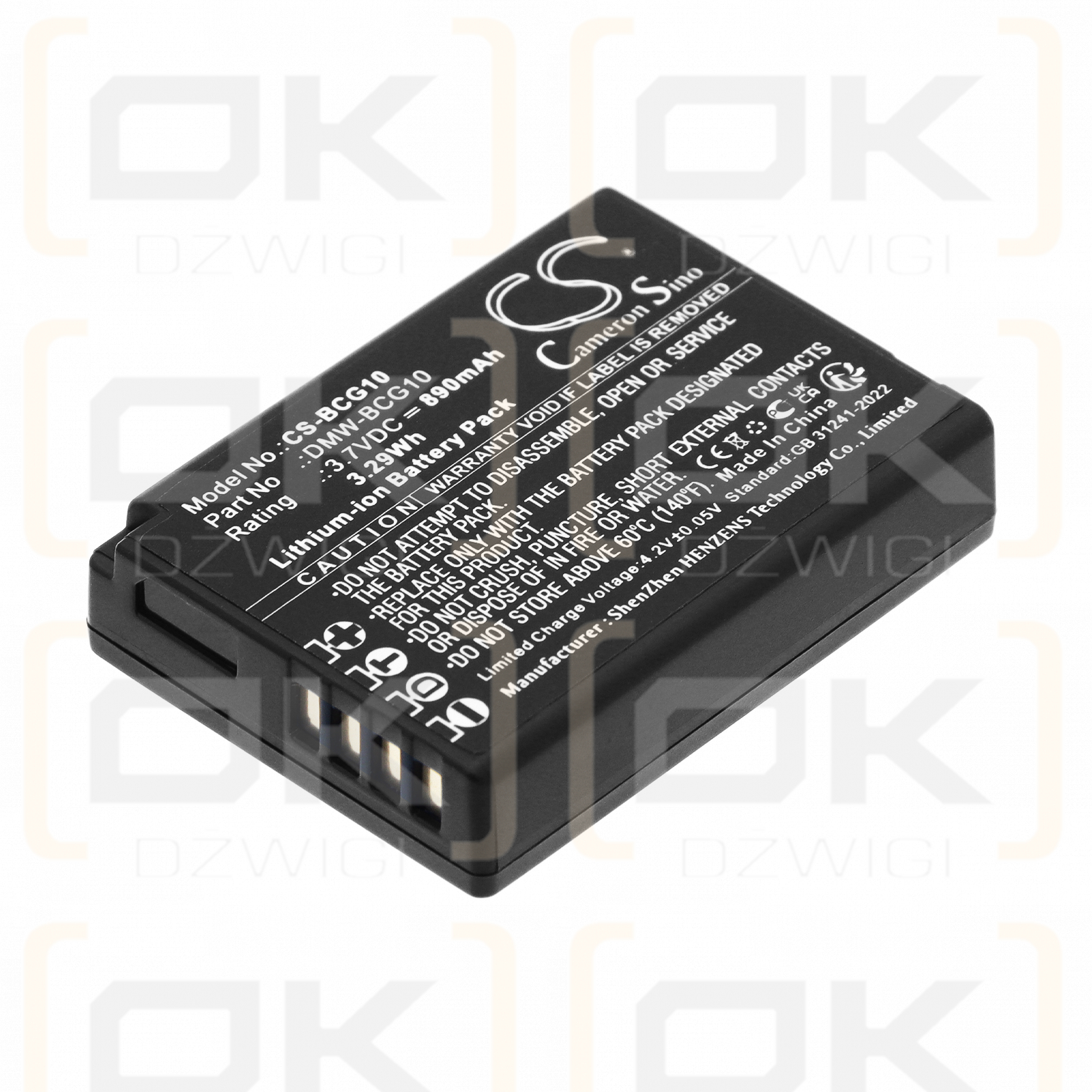 Ersatzakku für Panasonic Lumix DMC-ZX3K / DMW-BCG10 890 mAh Li-Ion 3,7 V (Cameron Sino)