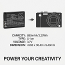Ersatzakku für Panasonic Lumix DMC-ZX3K / DMW-BCG10 890 mAh Li-Ion 3,7 V (Cameron Sino)