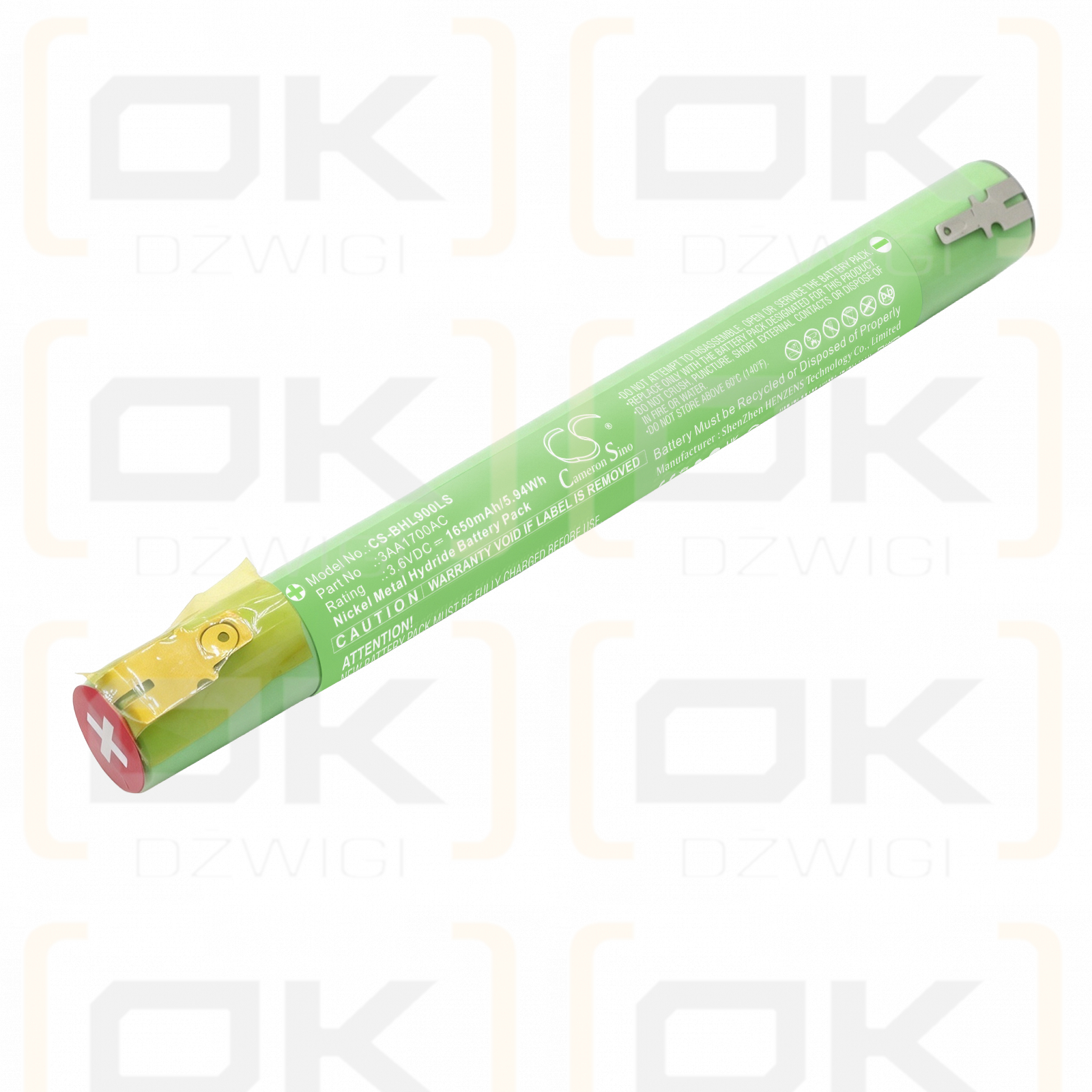 Batería de repuesto para Beghelli 415049000 / 3AA1700AC 1650 mAh Ni-MH 3,6 V (Cameron Sino)