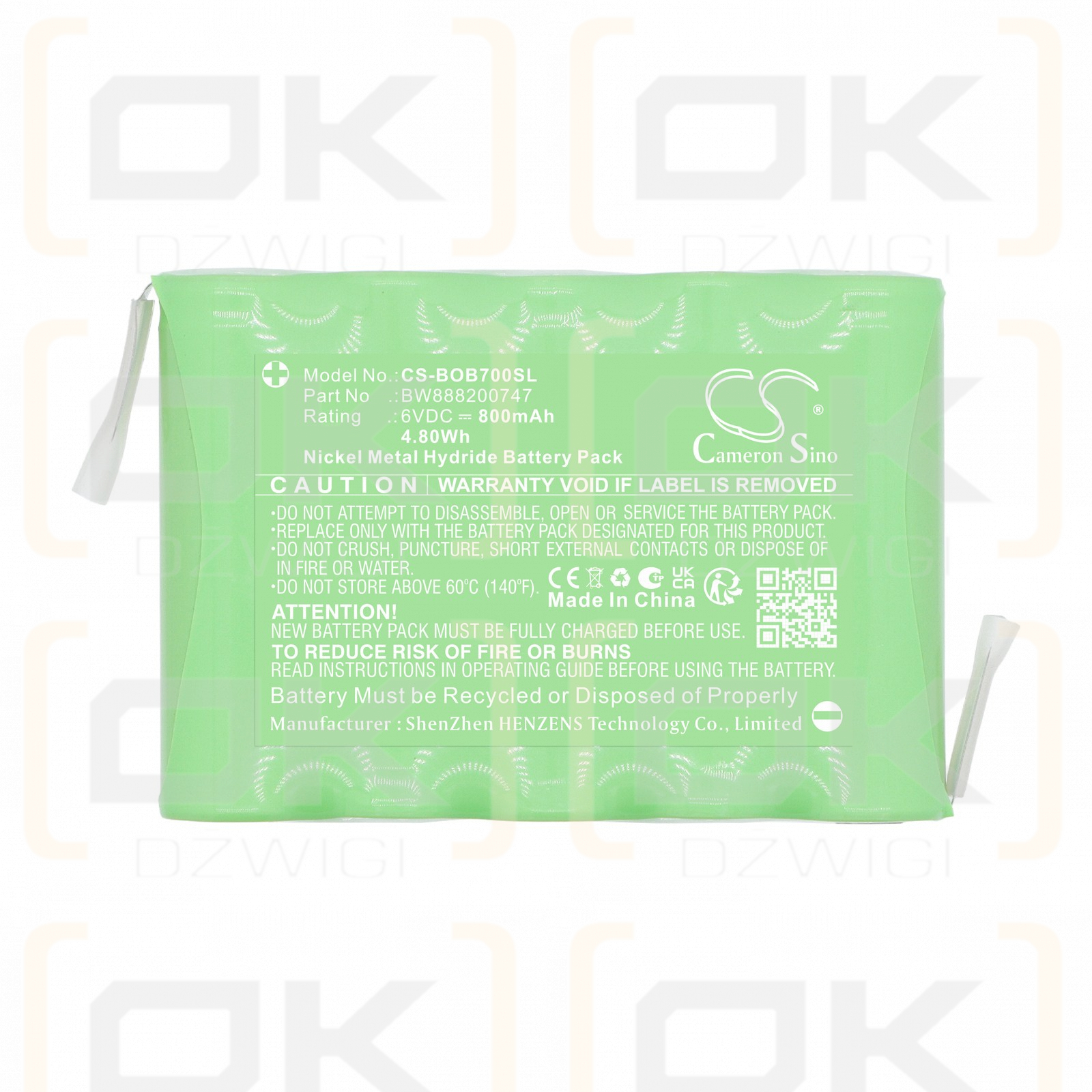 Batería de repuesto para Bang & Olufsen Beolink 7000 / BW888200747 800 mAh Ni-MH 6 V (Cameron Sino)
