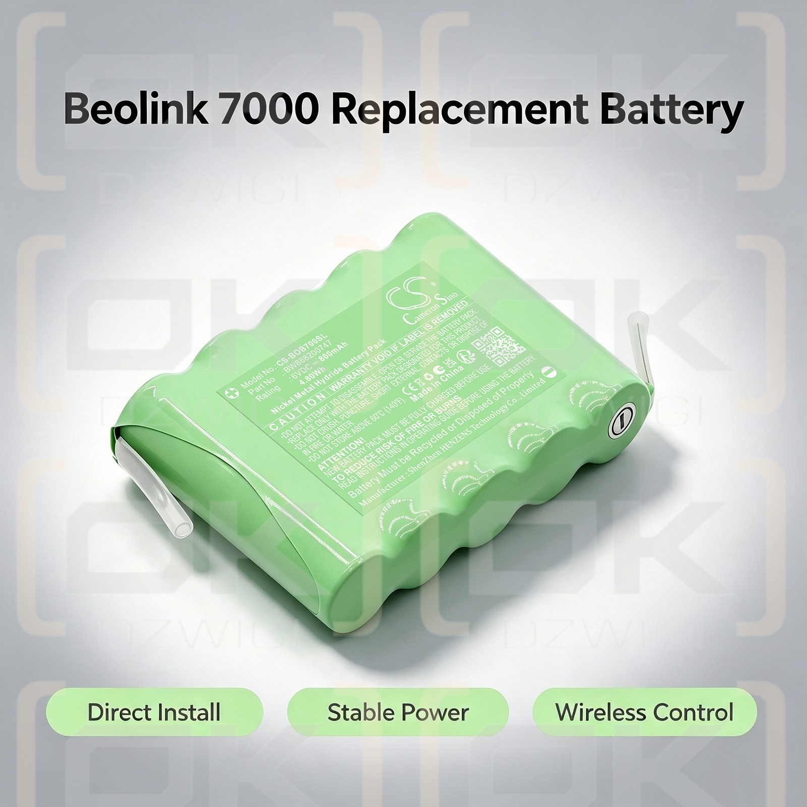 Batería de repuesto para Bang & Olufsen Beolink 7000 / BW888200747 800 mAh Ni-MH 6 V (Cameron Sino)