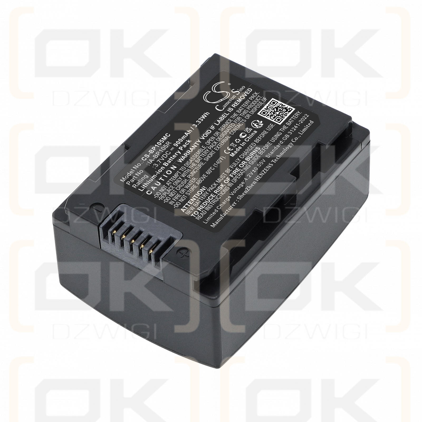 Ersatzakku für Samsung SMX-F70BP / IA-BP105R 900mAh Li-Ion 3,7V (Cameron Sino)