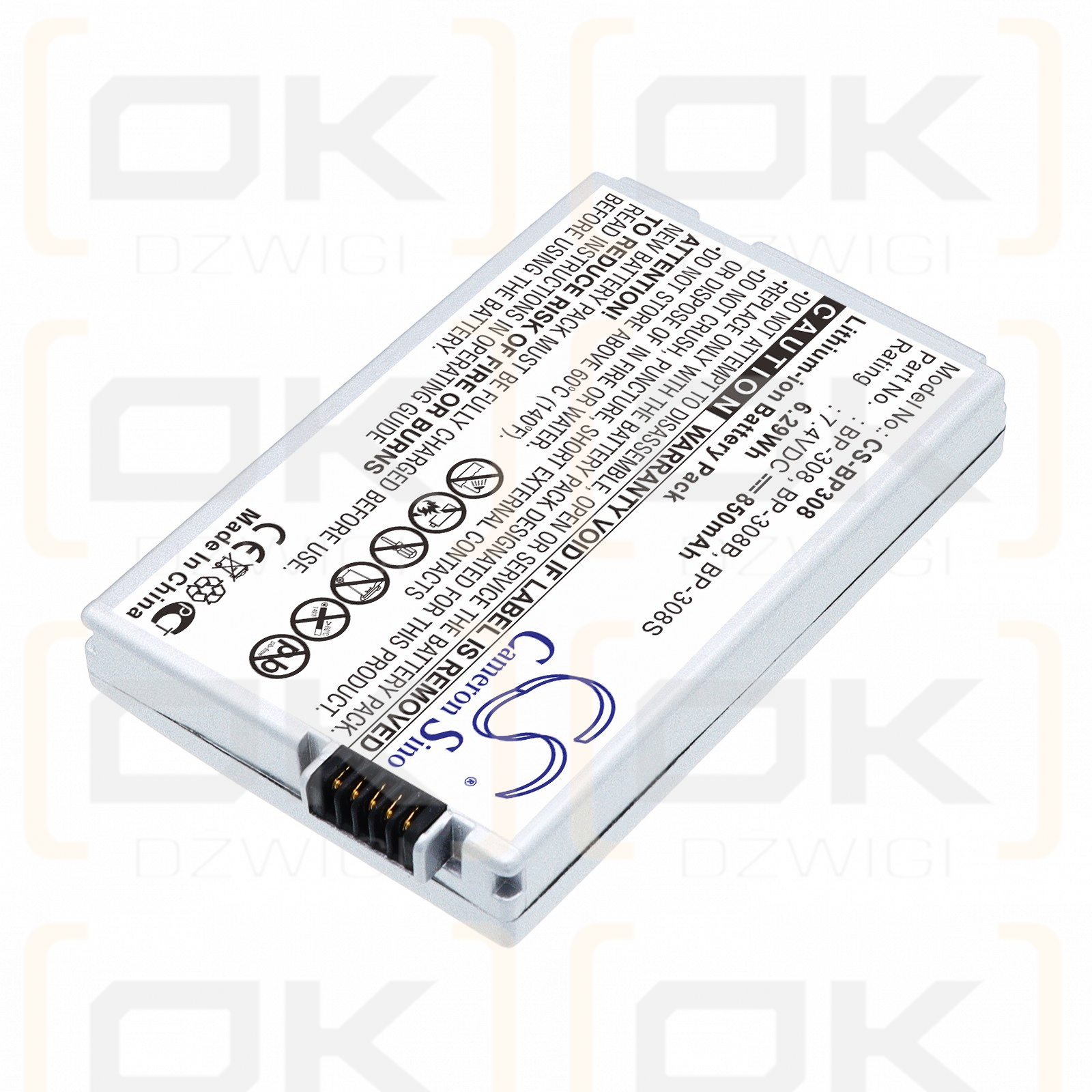 Ersatzakku für Canon Optura 600 / BP-308 850 mAh Li-Ion 7,4 V (Cameron Sino)