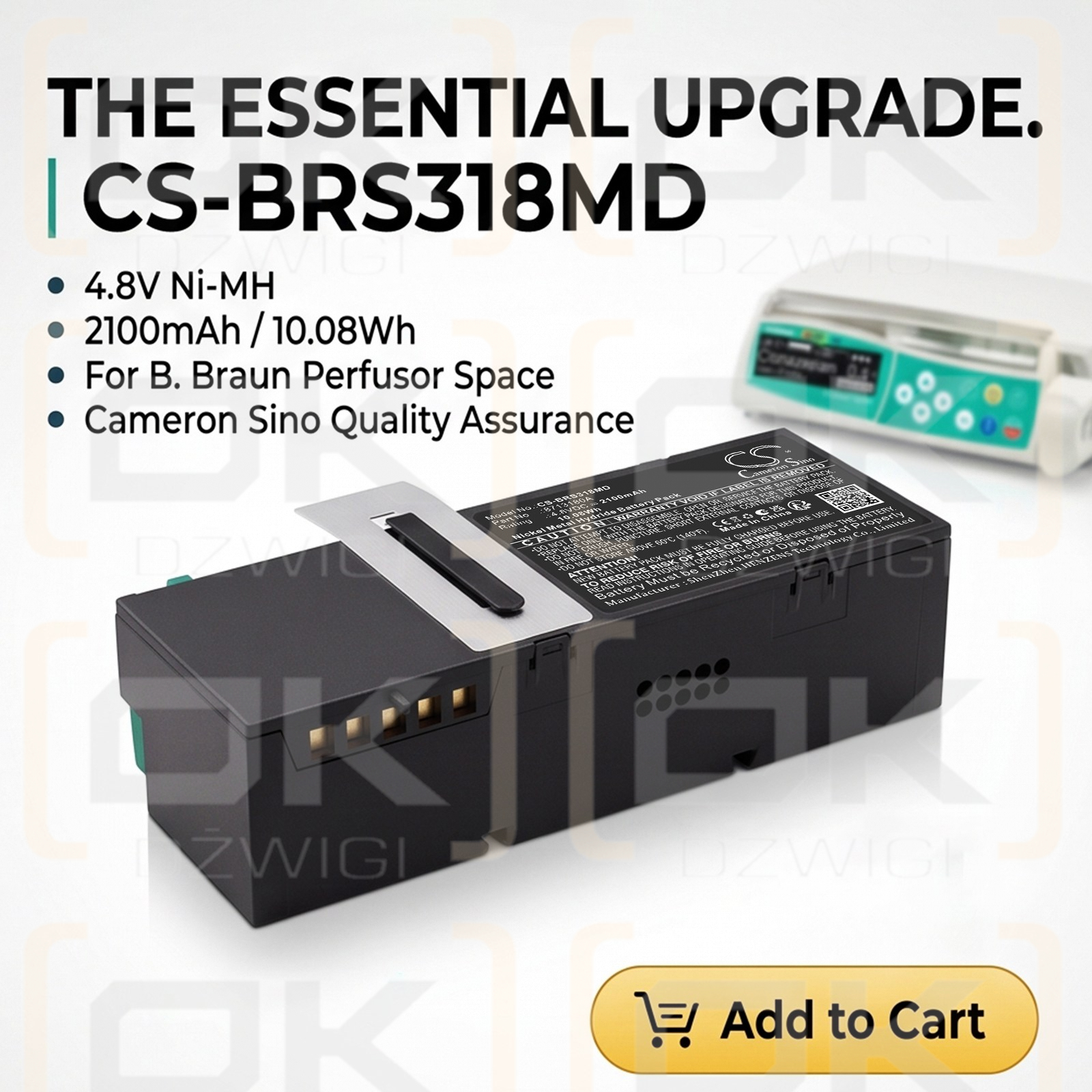 Batería de repuesto para bomba de infusión B.Braun Space / 8713180 2100 mAh Ni-MH 4,8 V (Cameron Sino)