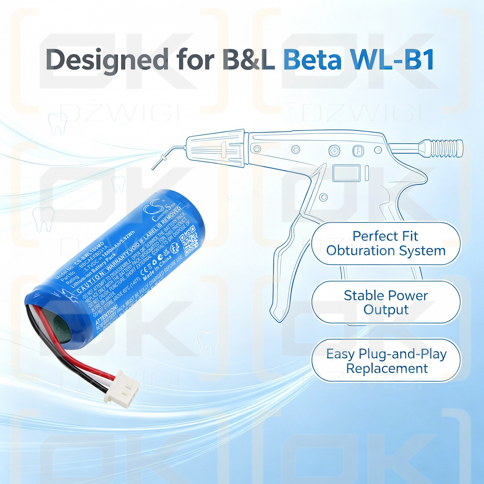 Batería de repuesto para B&L beta WL-B1 / BBCAEKB031A 1600mAh Li-ion 3.7V (Cameron Sino)