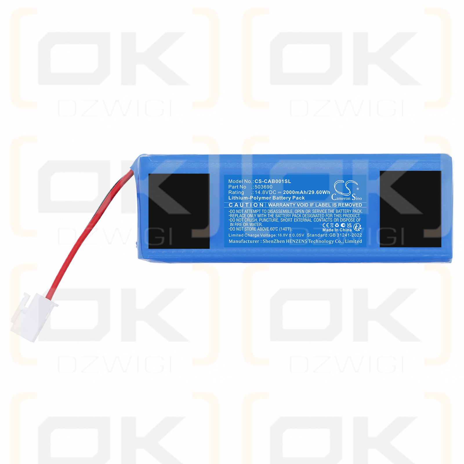 Batería de repuesto para Cobra Audio Box / 503690 2000 mAh Li-Polymer 14.8 V (Cameron Sino)
