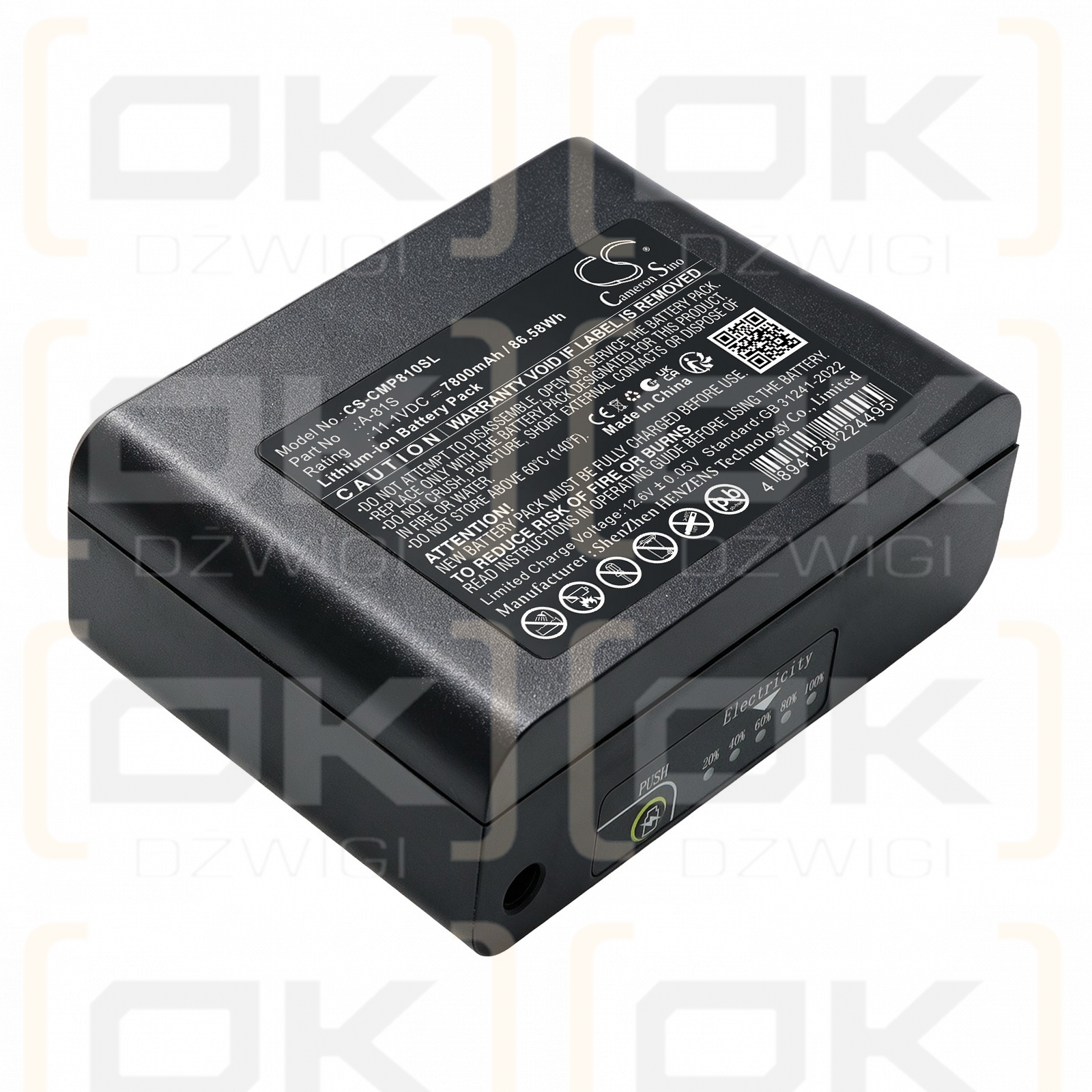 Batería de repuesto para empalmadora de fusión Comptyco FS-60F / A-81S, 7800 mAh, iones de litio, 11,1 V (Cameron Sino)
