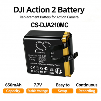 Replacement Battery for DJI Action 2 / BCX103-650mAh-7.7V 650 mAh Li-Polymer 7.7 V (Cameron Sino)