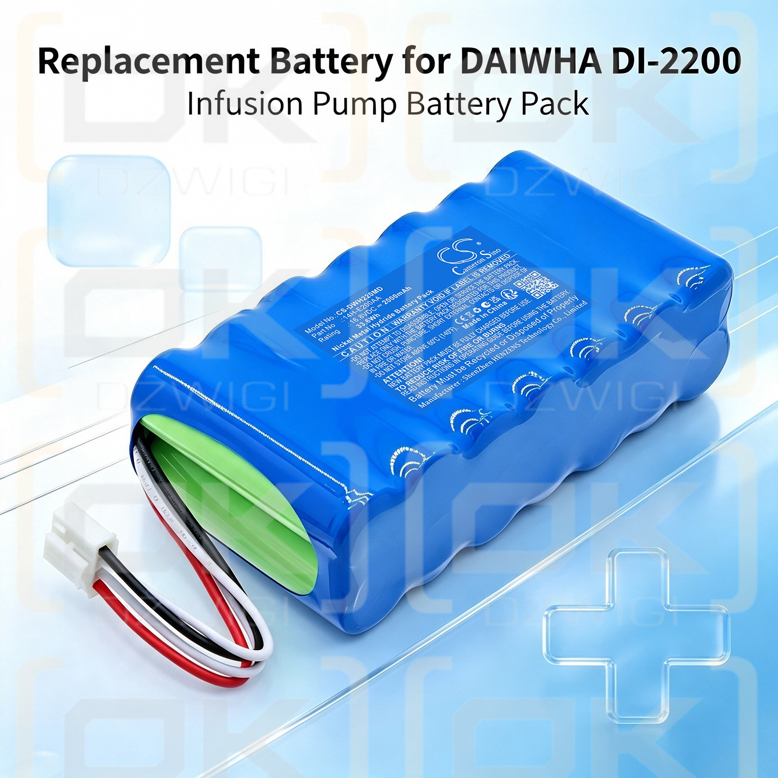 Replacement battery for DAIWHA DI-2200 / 14H-E200AA 2000 mAh Ni-MH 16.8 V (Cameron Sino)