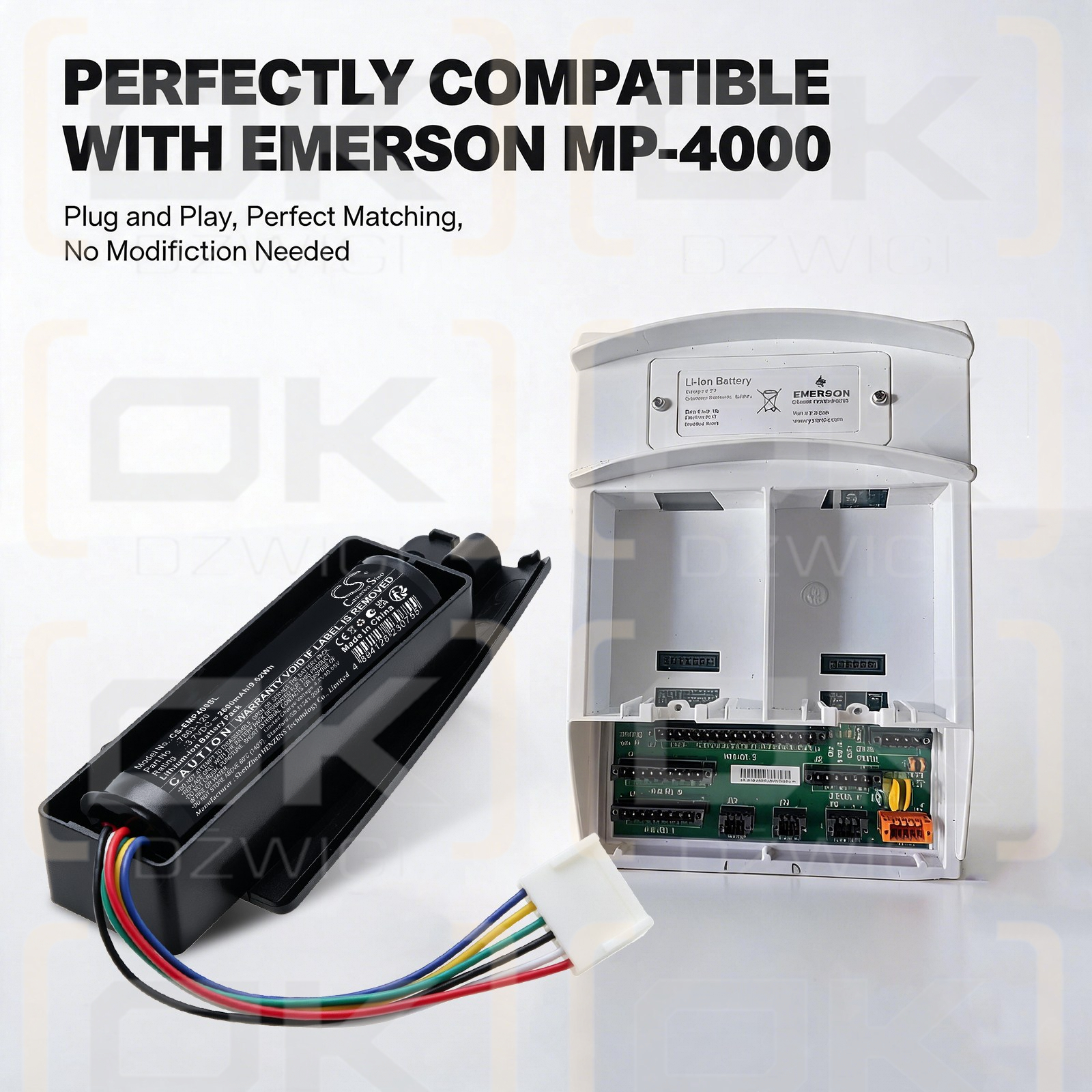 Batería de repuesto para Emerson MP4000 / 7863-120, 2600 mAh, iones de litio, 3,7 V (Cameron Sino)