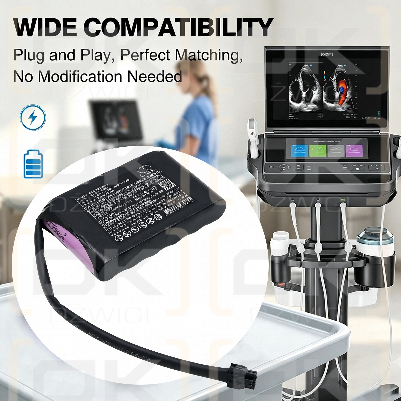 Сменный аккумулятор для Fujifilm Sonosite PX P23597-05 / 07-56418-201 3000 мАч Li-ion 21,6 В (Cameron Sino)
