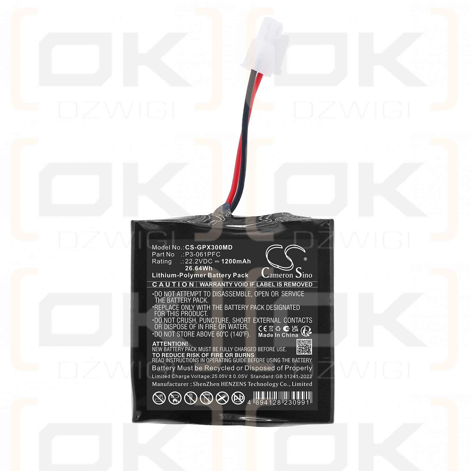 Bateria zamienna do GENORAY PORT-X Ⅲ /  P3-061PFC 1200 mAh Li-Polymer 22.2 V (Cameron Sino)