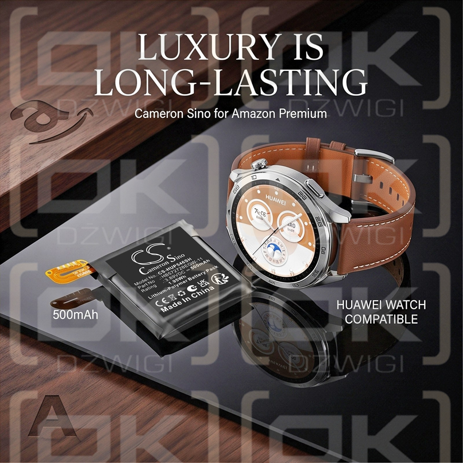 Ersatzakku für Huawei Watch GT5 46mm / HB572728EGW-11 500mAh Li-Polymer 3.89V (Cameron Sino)