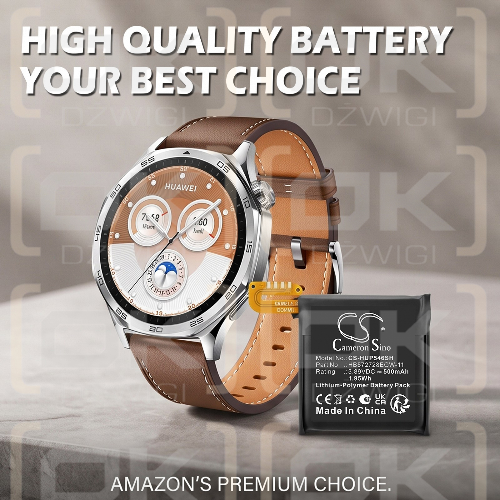 Ersatzakku für Huawei Watch GT5 46mm / HB572728EGW-11 500mAh Li-Polymer 3.89V (Cameron Sino)