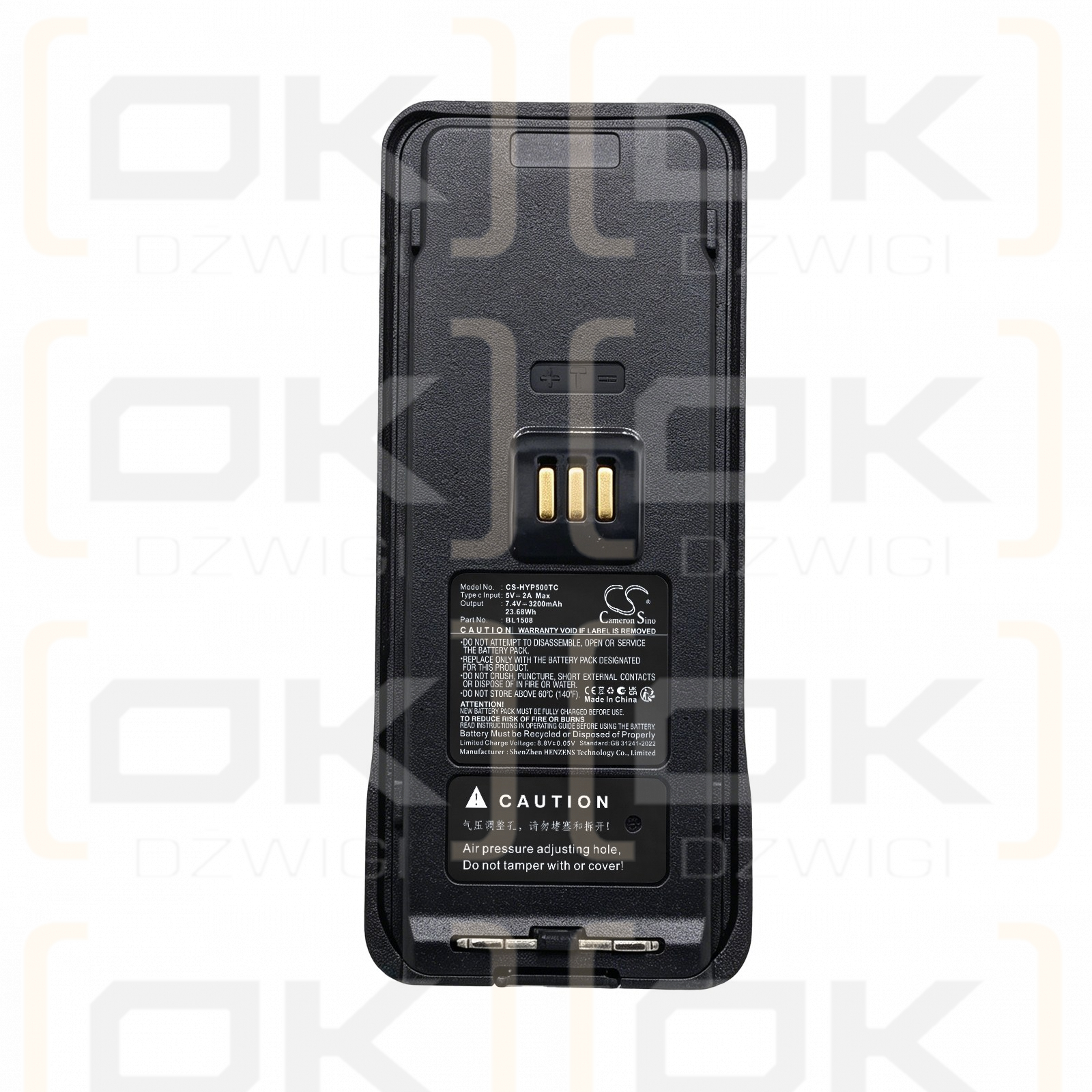 Batería de repuesto para Hytera HP660 / BL1508, 3200 mAh, iones de litio, 7,4 V (Cameron Sino)