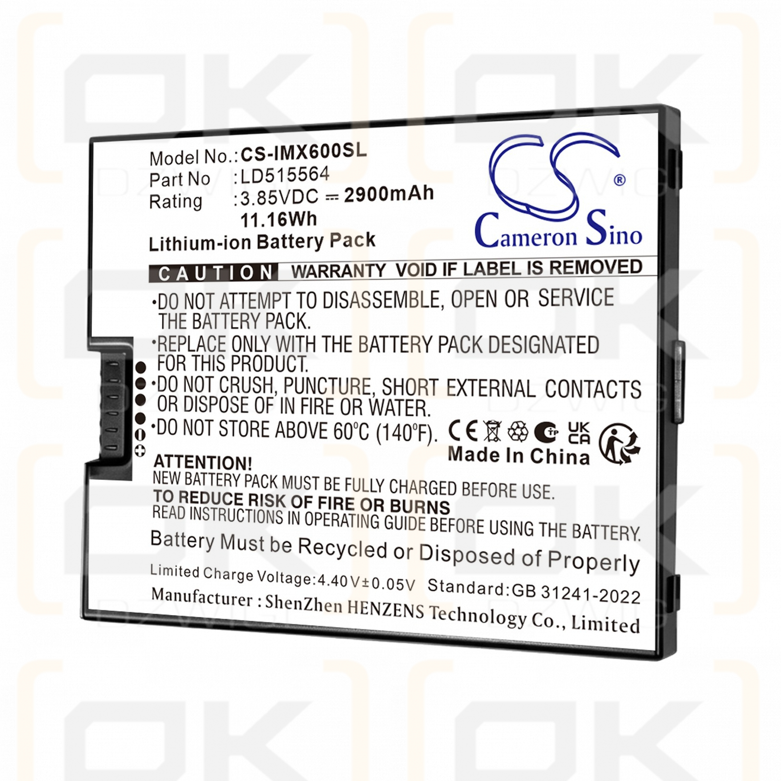 Bateria zamienna do ingenico Axium EX6000 / LD515564 2900 mAh Li-ion 3.85 V (Cameron Sino)
