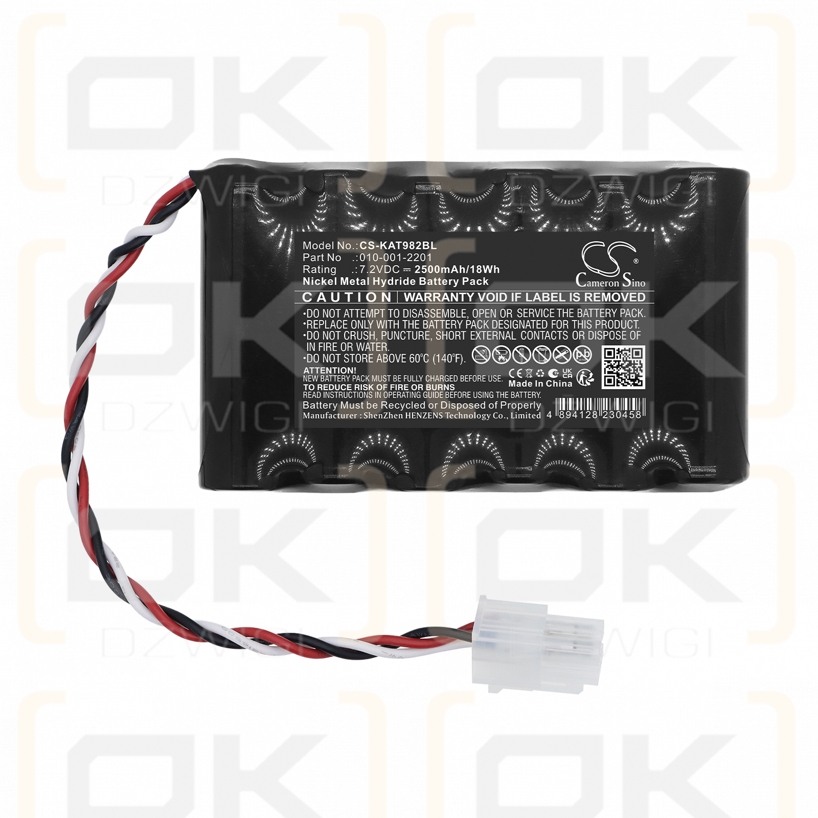 Replacement Battery for KAR-TECH 3B0982C Wireless Remote Transmitter Controller / 010-001-2201 2500 mAh Ni-MH 7.2 V (Cameron Sino)