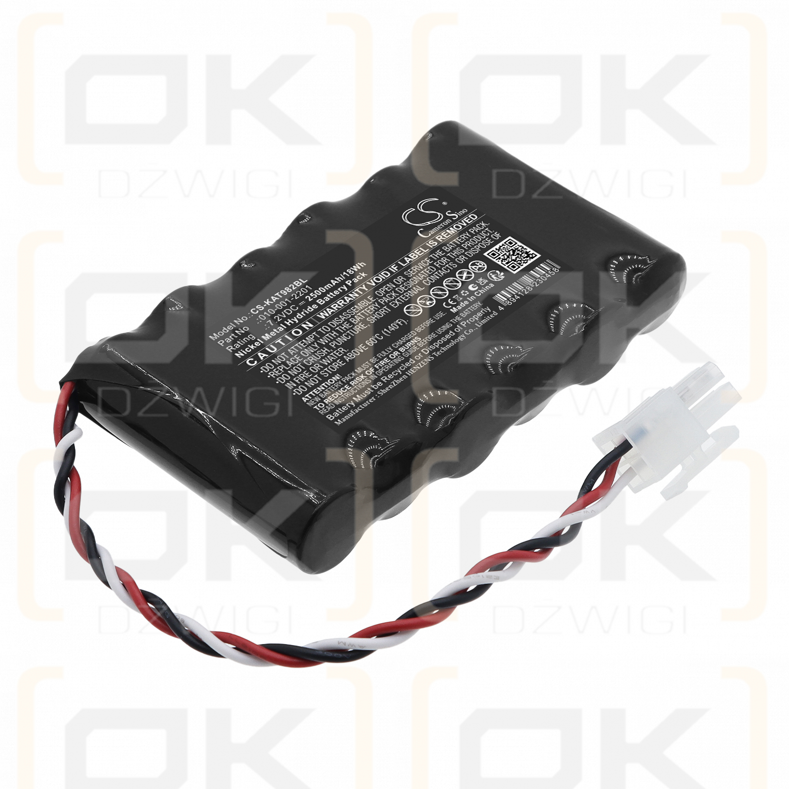 Replacement Battery for KAR-TECH 3B0982C Wireless Remote Transmitter Controller / 010-001-2201 2500 mAh Ni-MH 7.2 V (Cameron Sino)