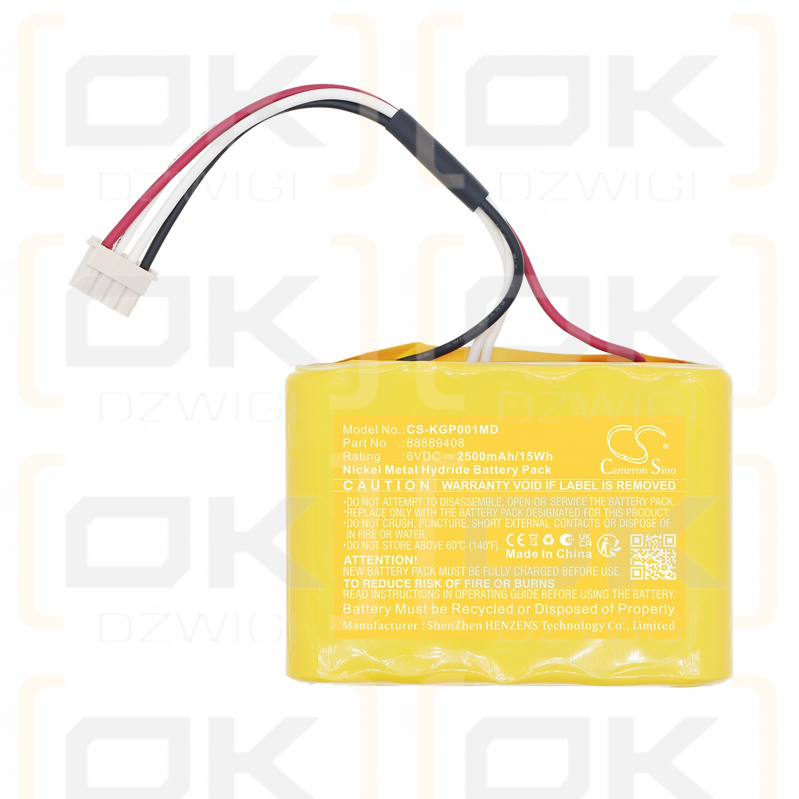 Bateria zamienna do KTPS GMMC pulse oximeter / 88889408 2500 mAh Ni-MH 6 V (Cameron Sino)