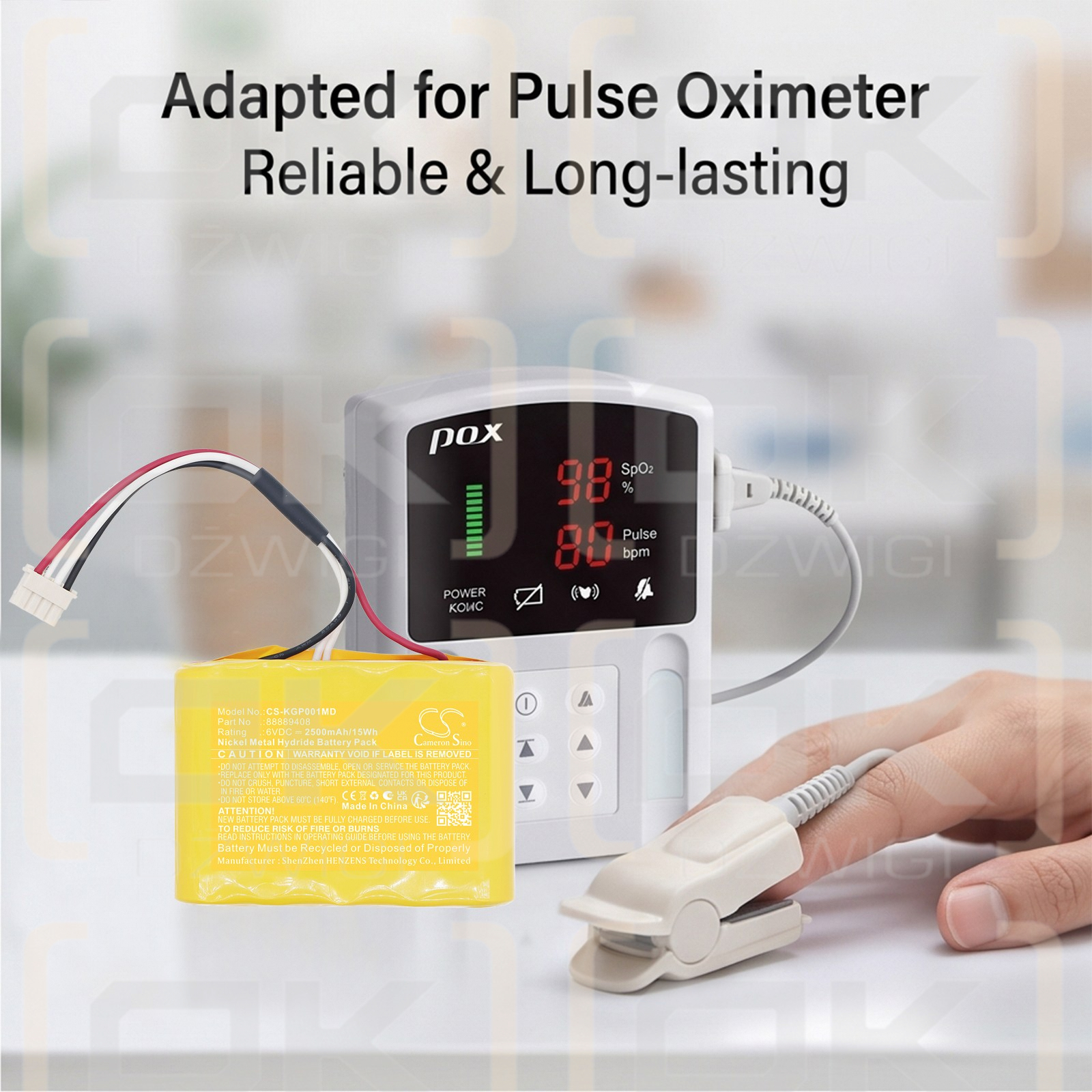 Bateria zamienna do KTPS GMMC pulse oximeter / 88889408 2500 mAh Ni-MH 6 V (Cameron Sino)