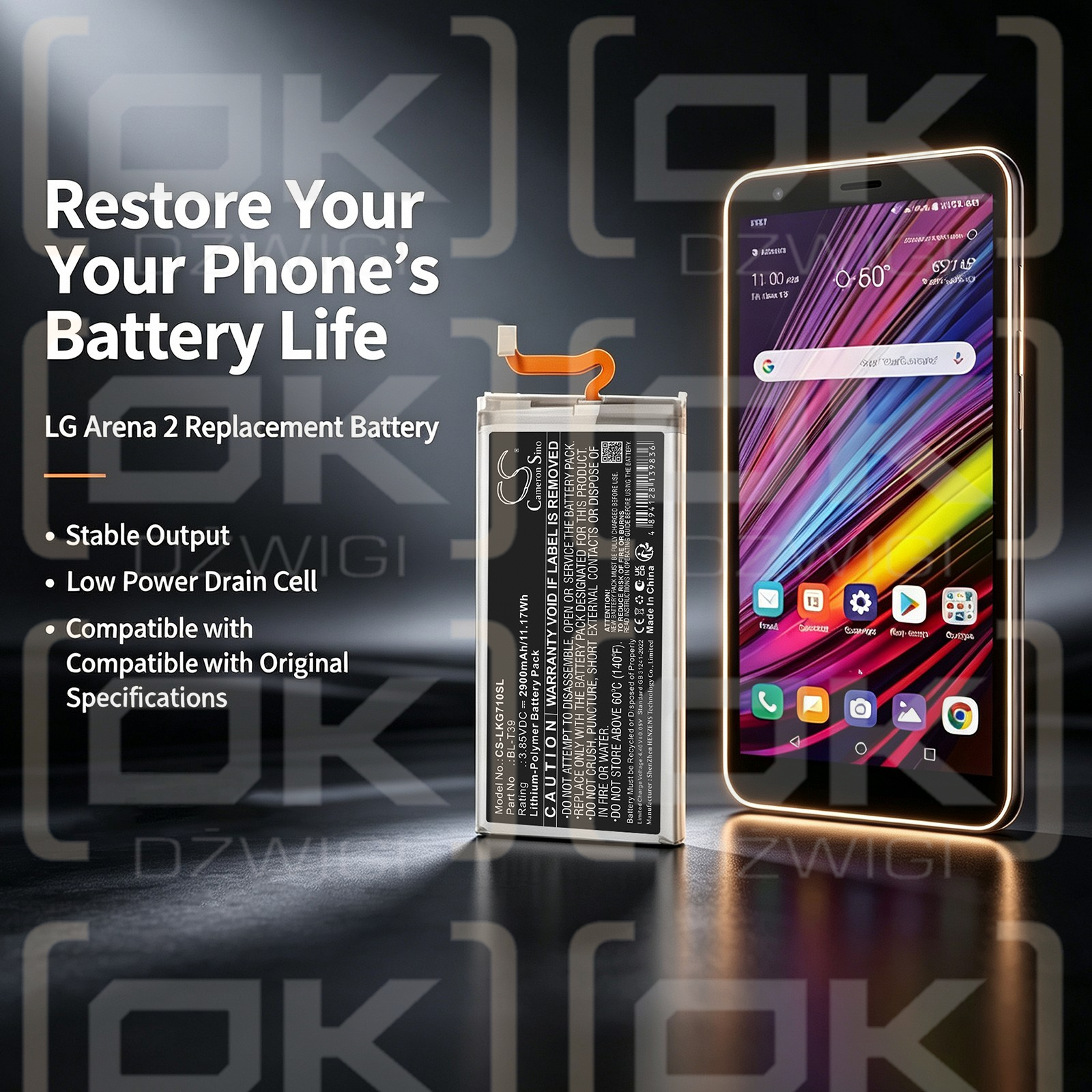 Ersatzakku für LG Li-Polymer 2900mAh / 11,17Wh (Cameron Sino)