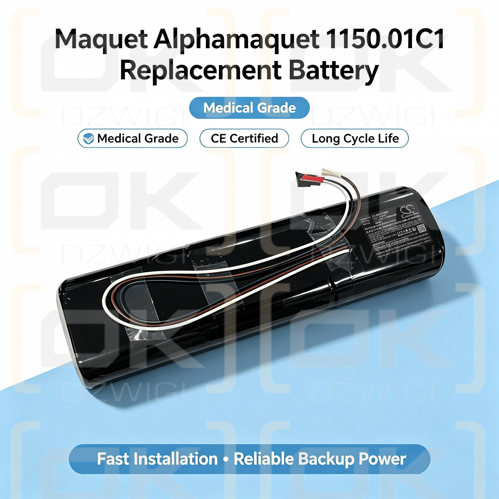 Ersatzbatterie für Maquet Stierlen Alphamaquet Bariatric Table 1150 / 0227.018401 8000 mAh versiegelte Blei-Säure-Batterie 12 V (Cameron Sino)