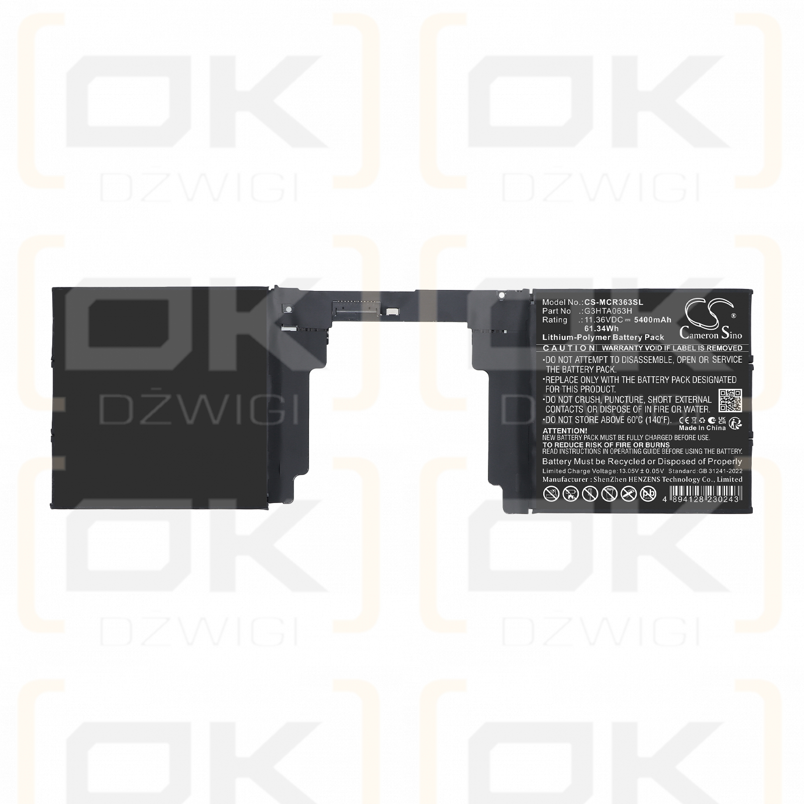 Replacement Battery for Microsoft Surface Book 3 15 inch / G3HTA063H 5400 mAh Li-Polymer 11.36 V (Cameron Sino)