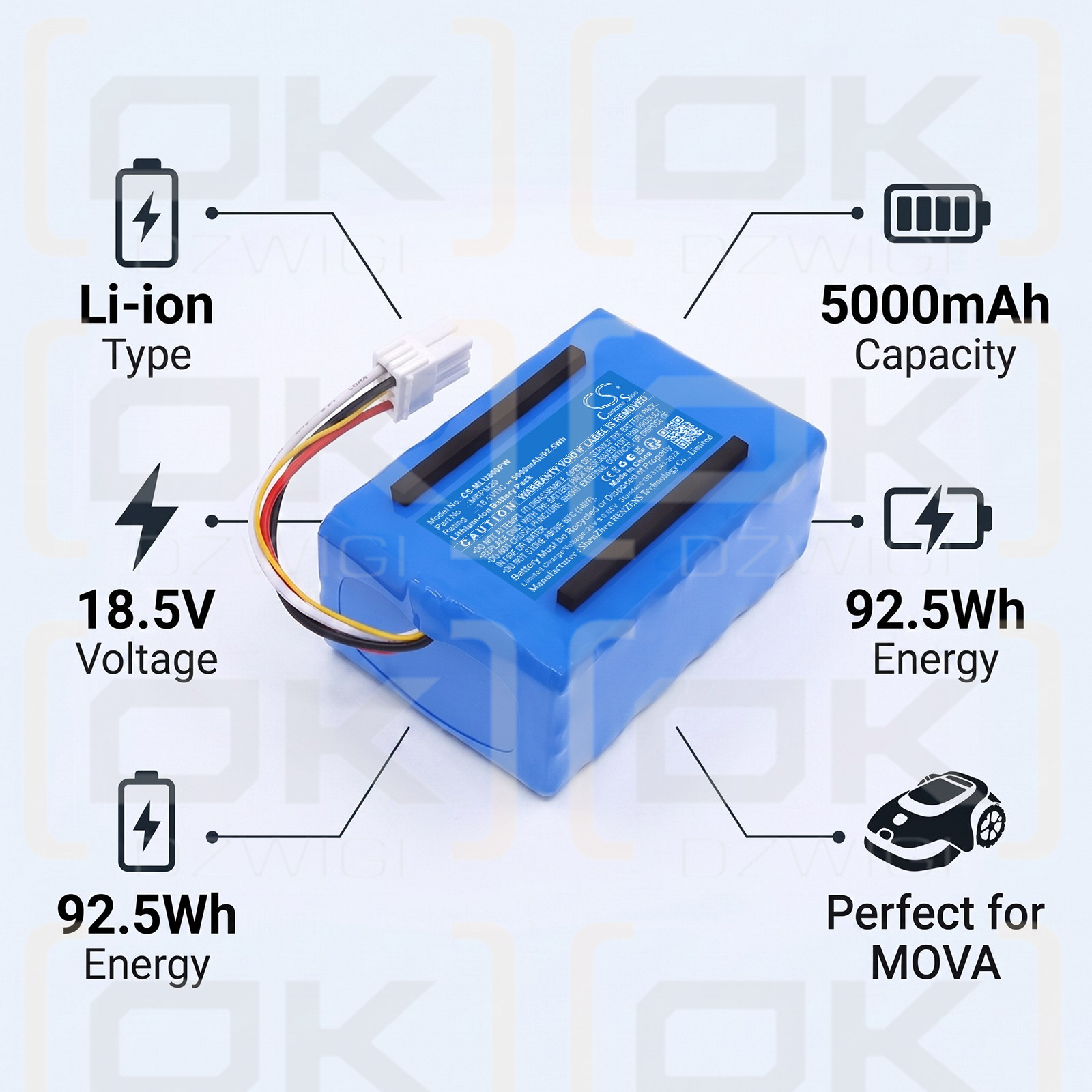 Ersatzakku für MOVA ViAX 250 / MBPM20 5000 mAh Li-Ion 18,5 V (Cameron Sino)