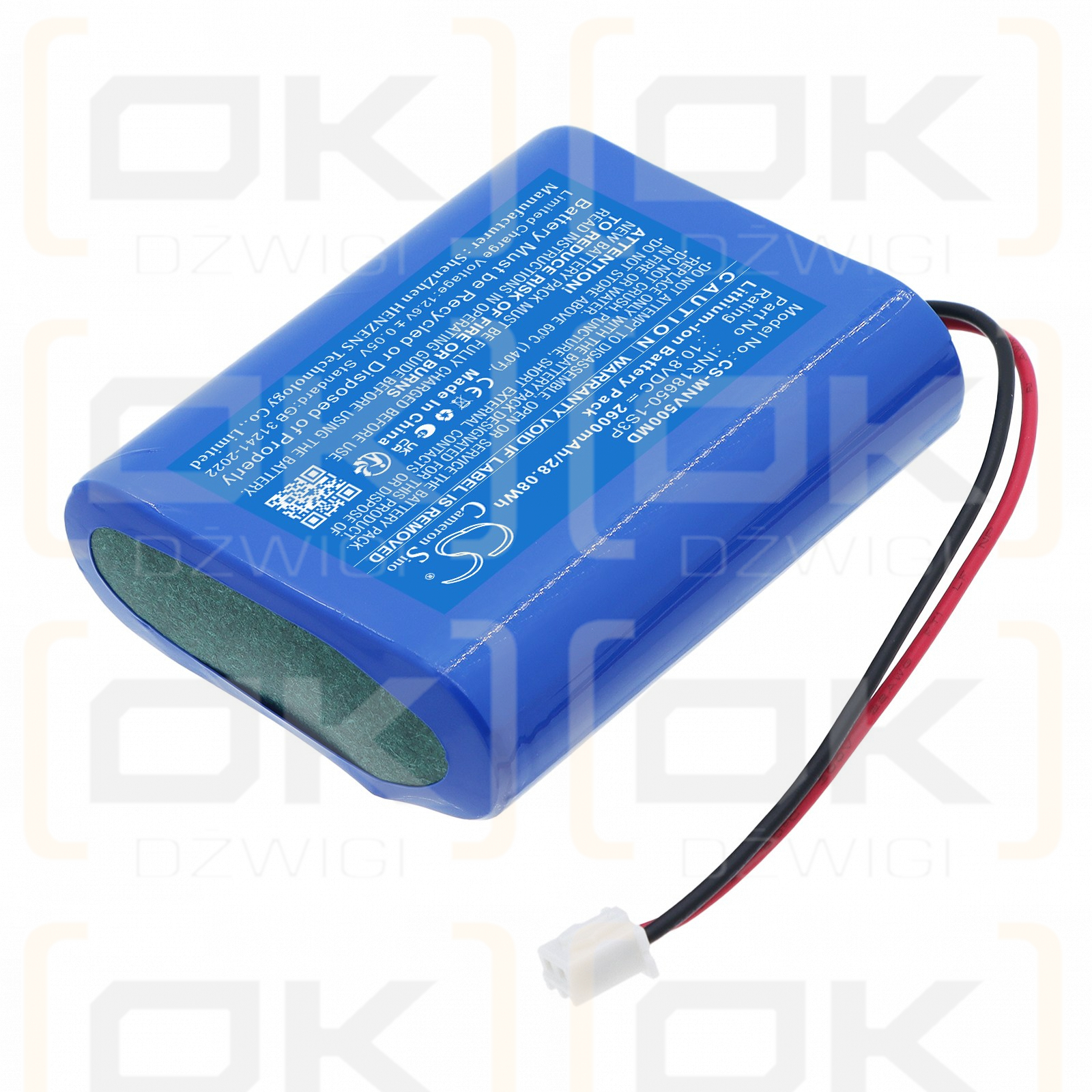 Batería de repuesto para Medevo EN-V5 / INR18650-1S3P 2600 mAh Li-ion 10.8 V (Cameron Sino)