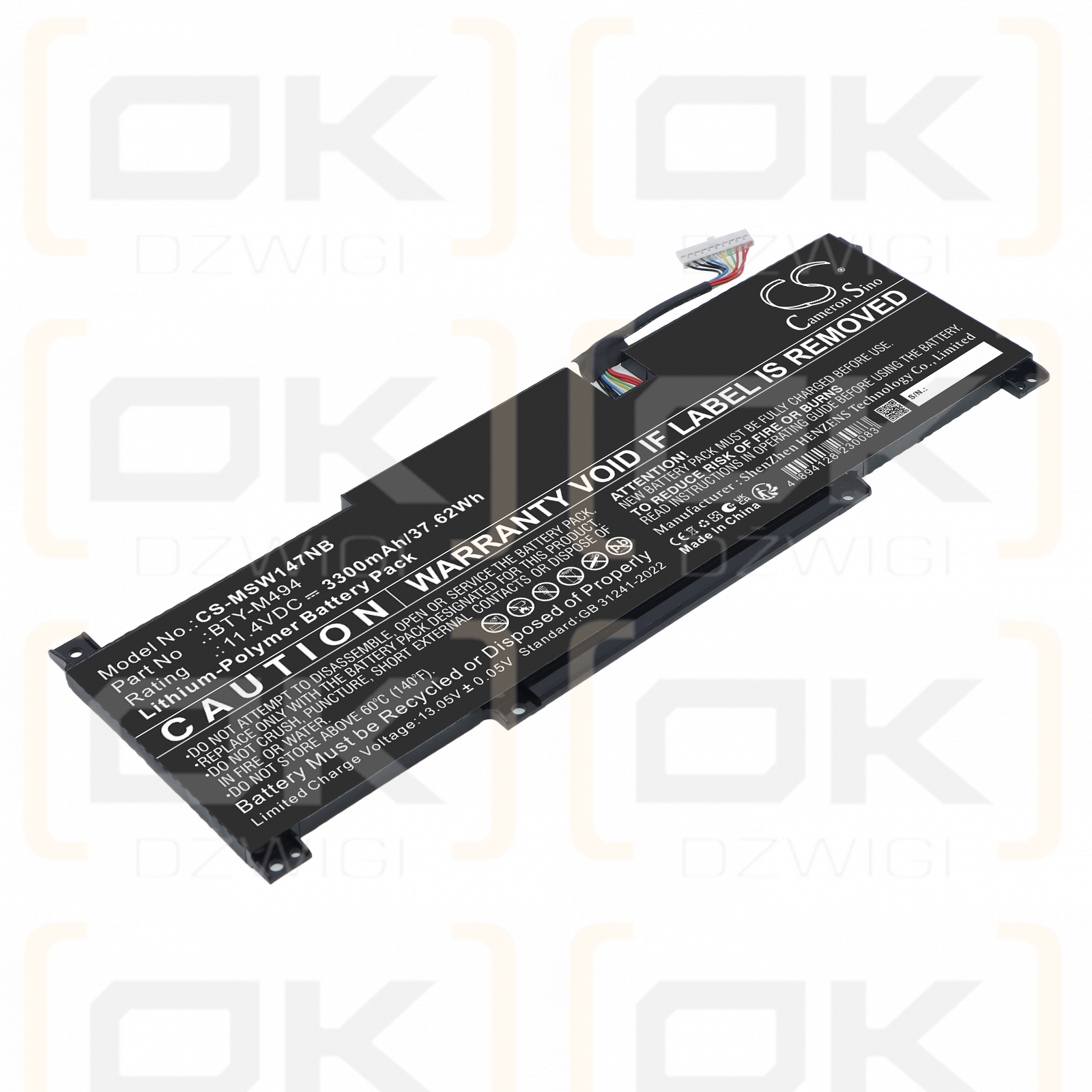 Ersatzakku für MSI Modern N 14 C12M-657MX / BTY-M494 4250mAh Li-Polymer 11,4V (Cameron Sino)
