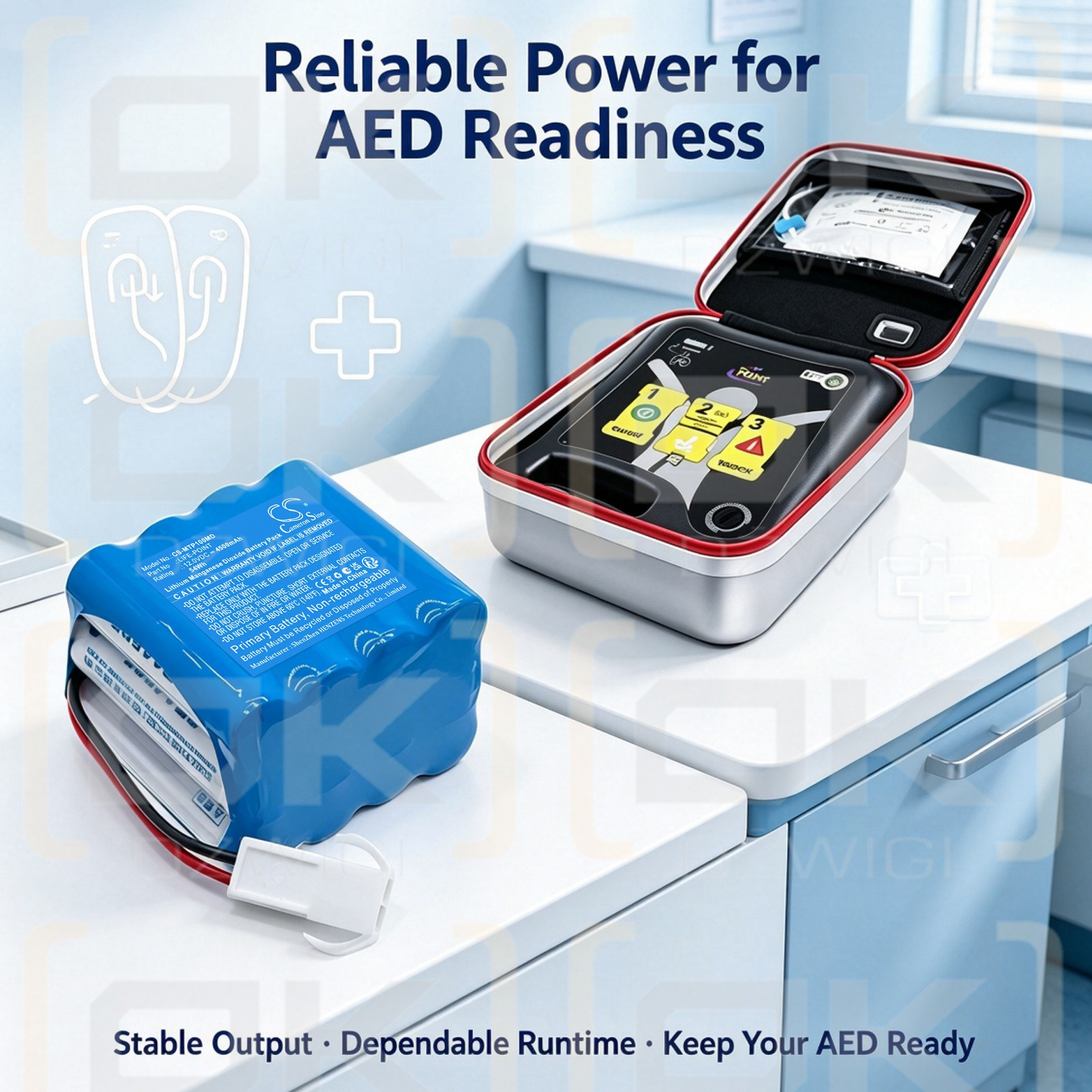 Batería de repuesto para METals PRO AED 4500 mAh Li-MnO2 12V (Cameron Sino)