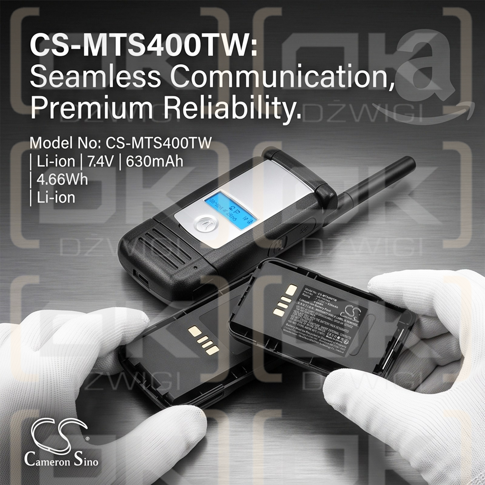 Batería de repuesto para Motorola XTS4000 / NNTN6944, 630 mAh, iones de litio, 7,4 V (Cameron Sino)