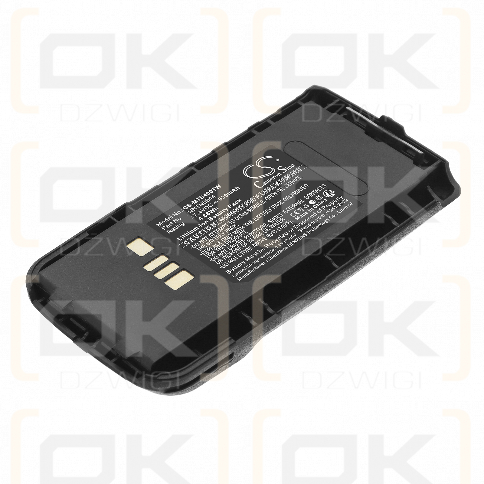 Batería de repuesto para Motorola XTS4000 / NNTN6944, 630 mAh, iones de litio, 7,4 V (Cameron Sino)