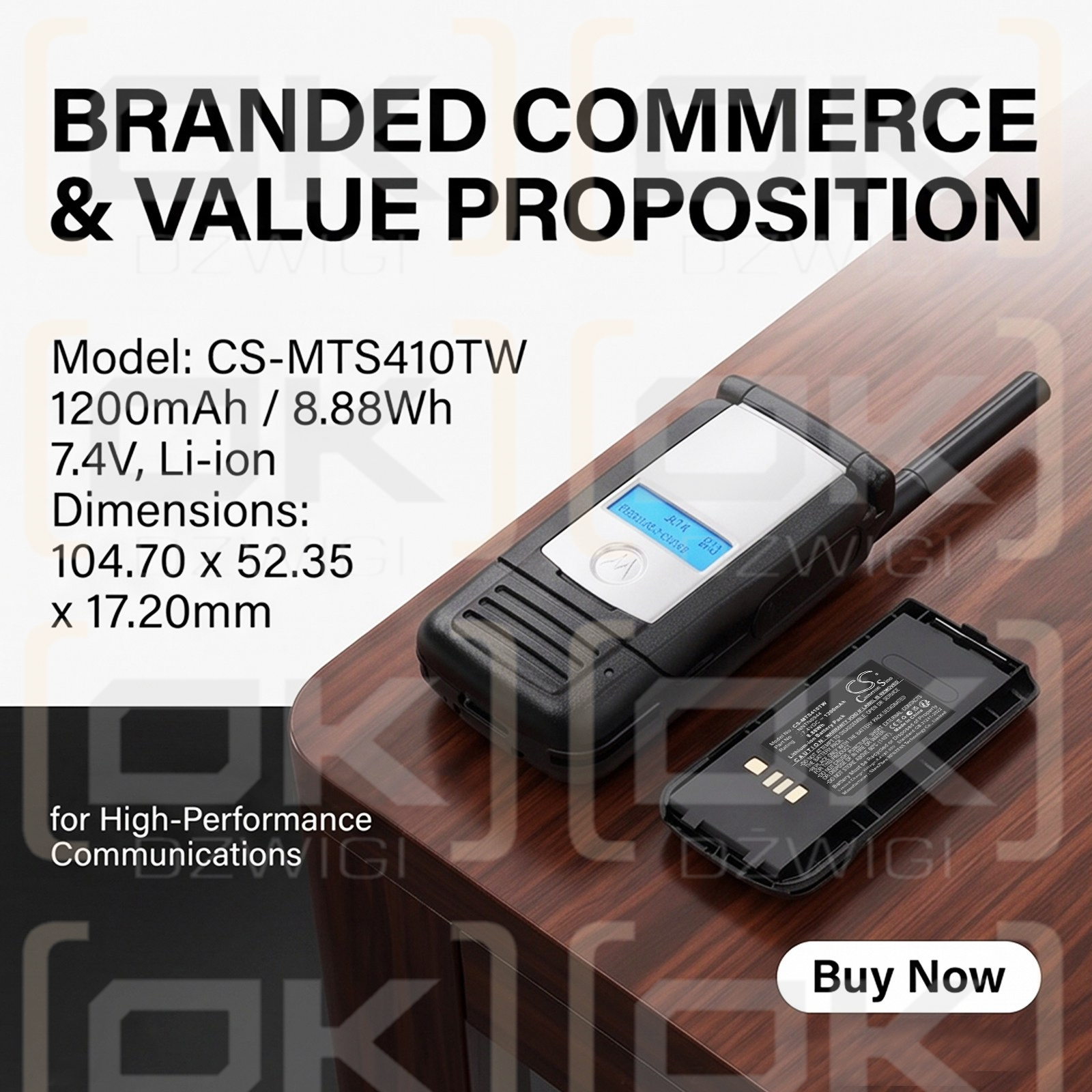 Batería de repuesto para Motorola XTS4000 / NNTN6944 1200 mAh Li-ion 7.4 V (Cameron Sino)