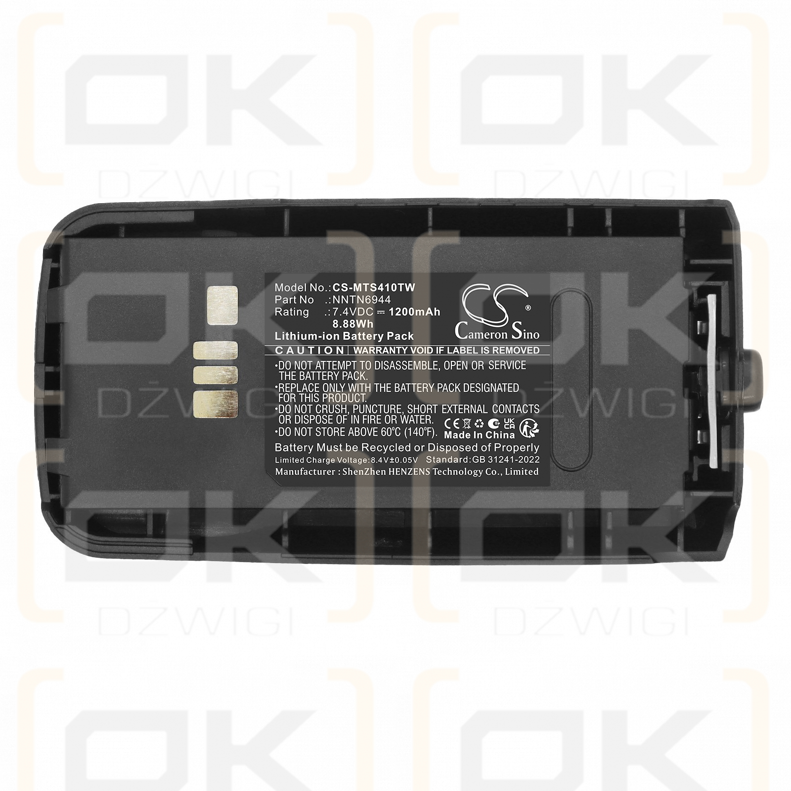 Batería de repuesto para Motorola XTS4000 / NNTN6944 1200 mAh Li-ion 7.4 V (Cameron Sino)