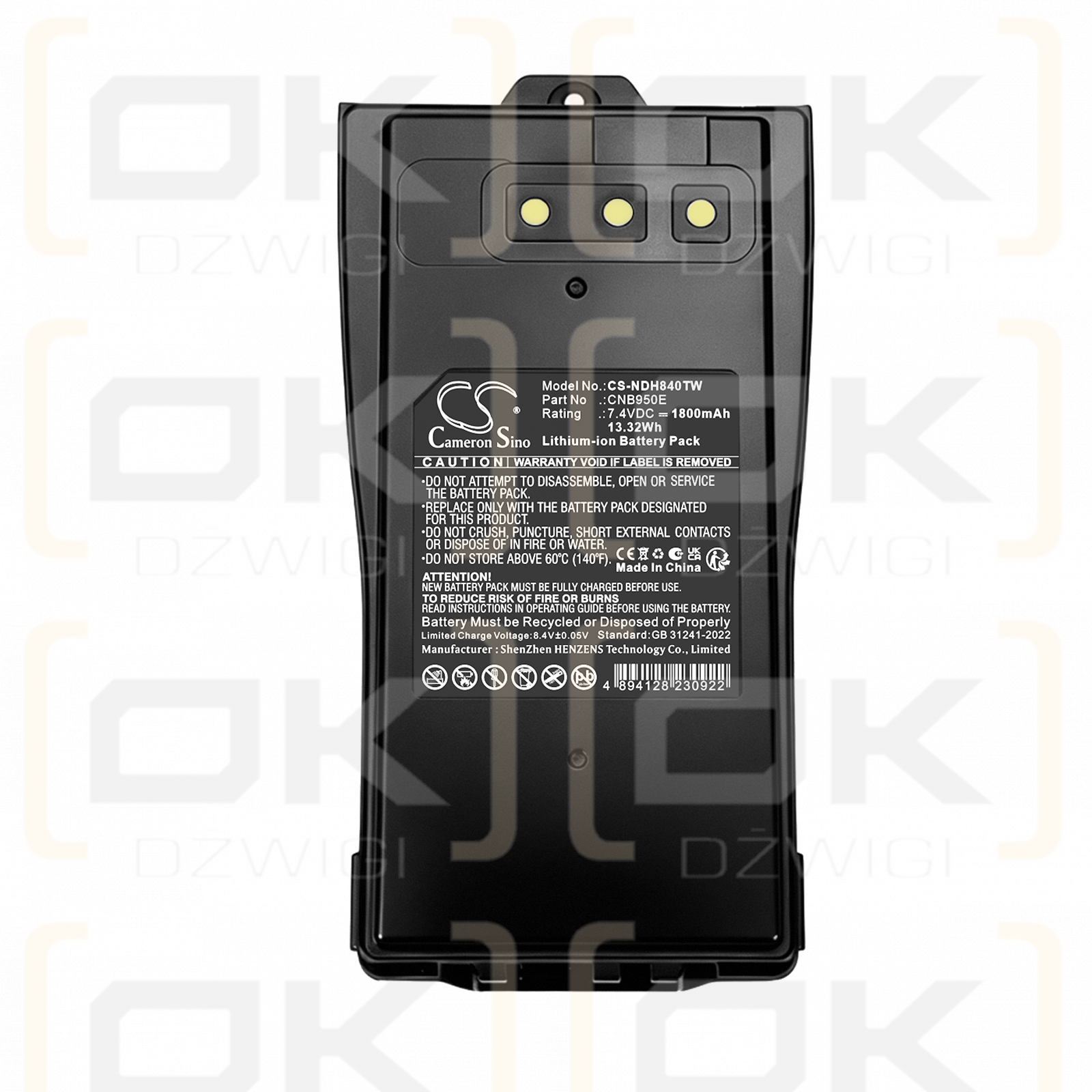 Ersatzakku für Entel HT983 / CNB950E 1800mAh Li-Ion 7,4V (Cameron Sino)