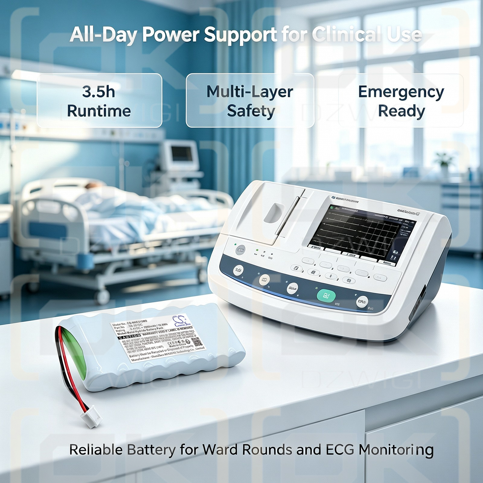 Сменная батарея для Nihon Kohden ECG-3150 Cardiofax C / SB-301DC 2000 мАч Ni-MH 8,4 В (Cameron Sino)